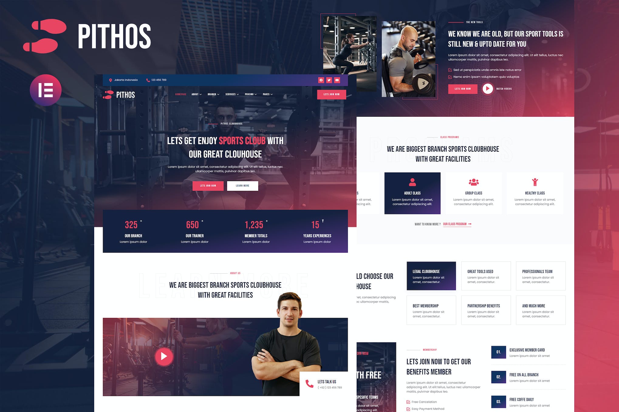 Pithos - Fitness Center & Cloubhouse Elementor Template Kit template kit cover image