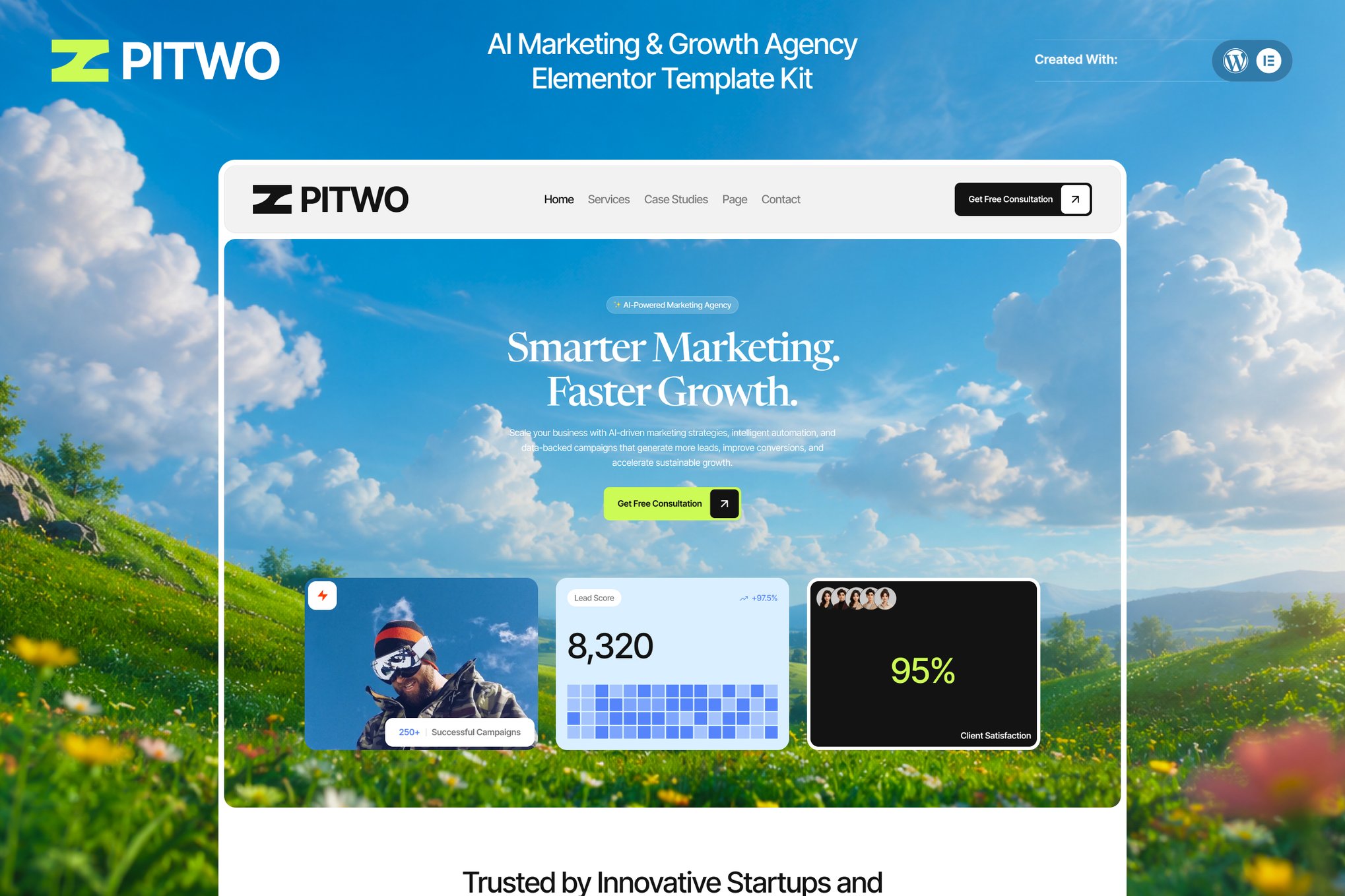 Pitwo – AI Marketing & Growth Agency Elementor Template Kit template kit cover image