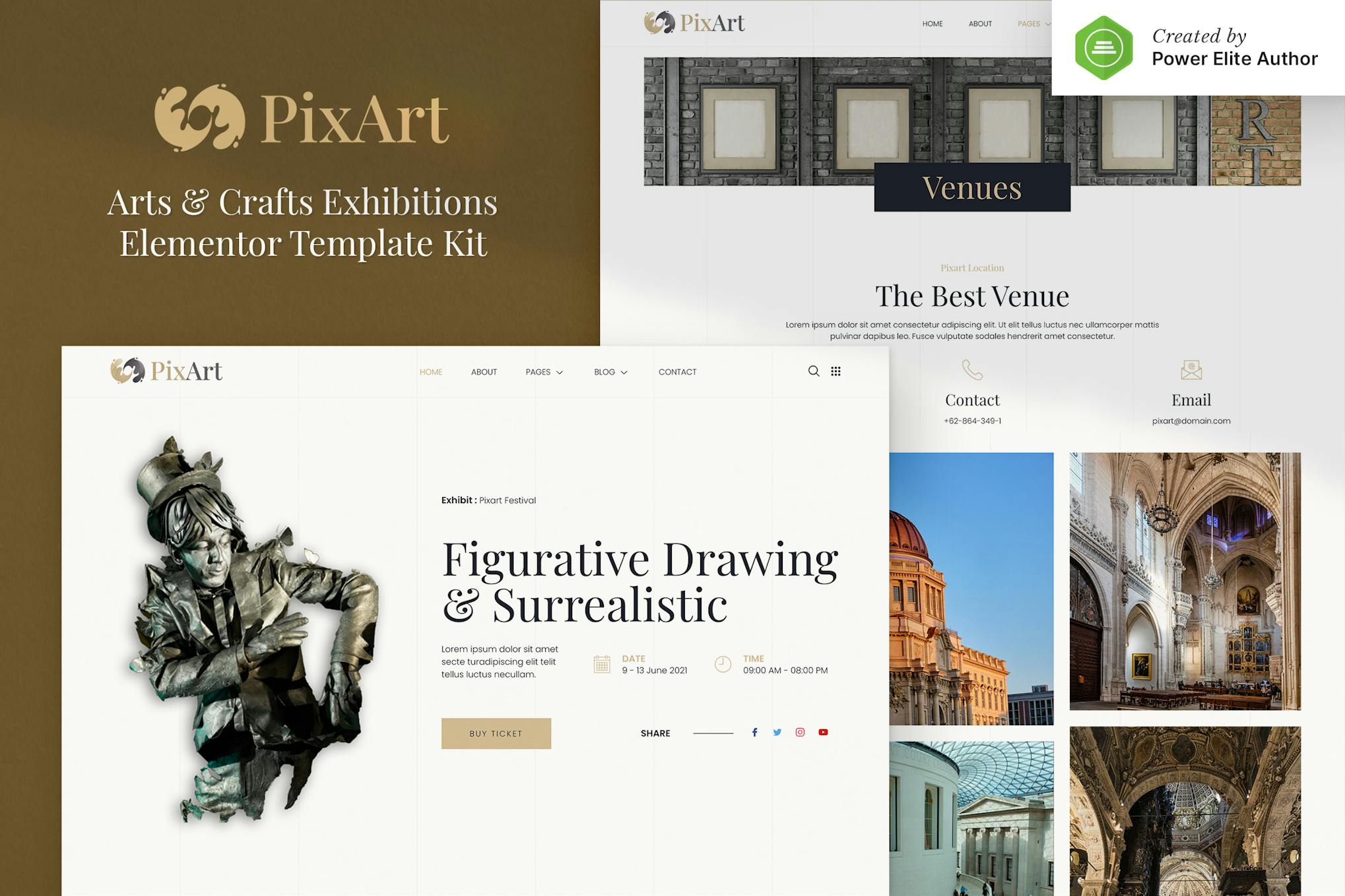 Pixart – Arts & Crafts Exhibition Elementor Template Kit template kit cover image