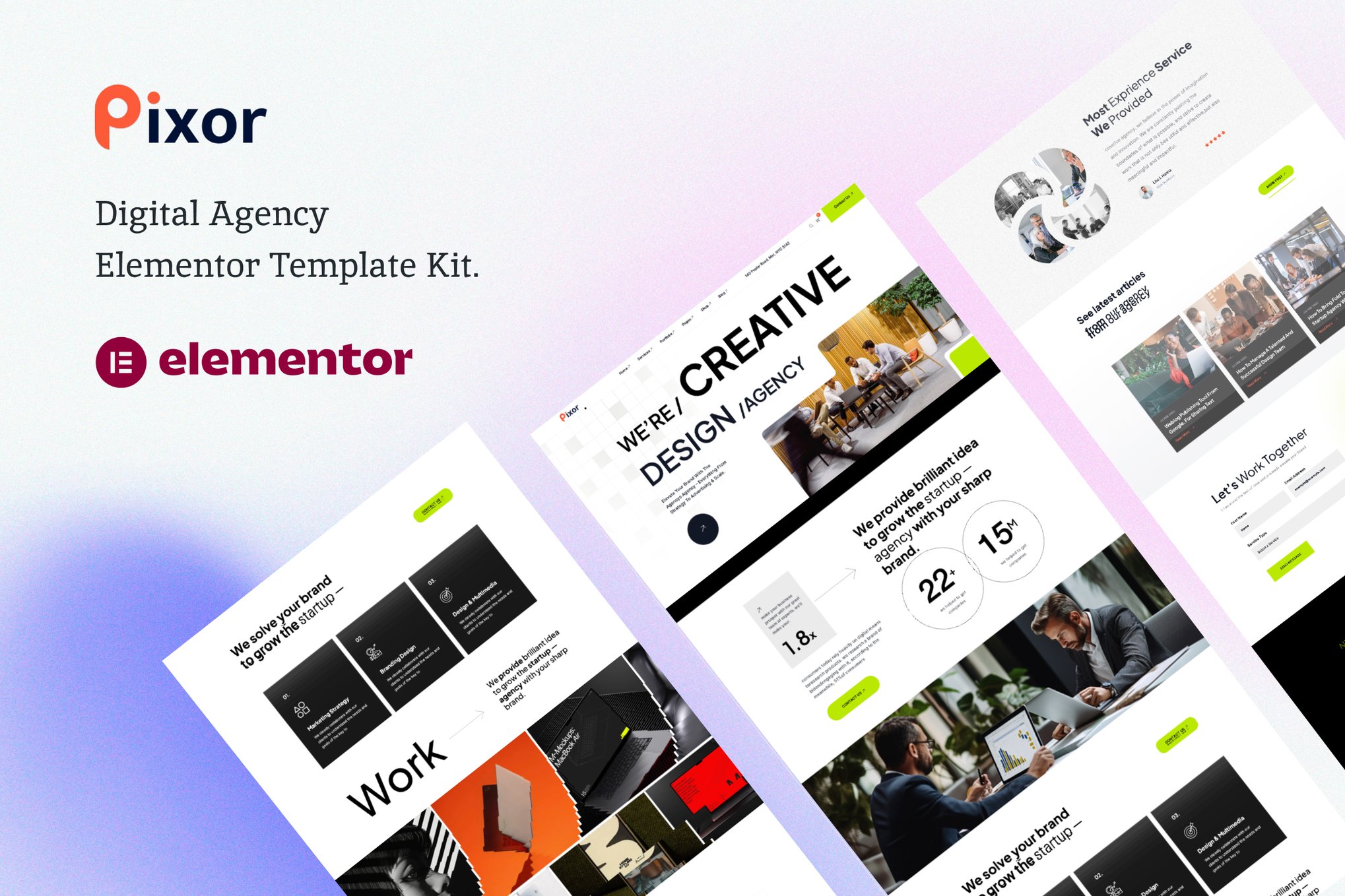 Pixor – Creative Digital Agency Elementor Template Kit template kit cover image