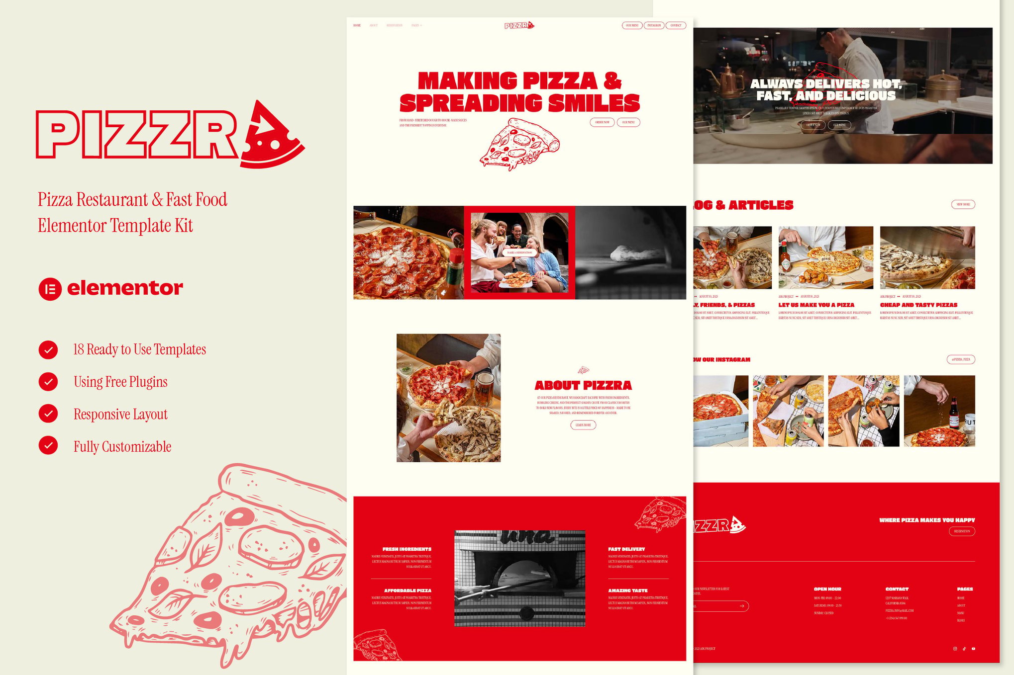 Pizzra - Pizza Restaurant & Fast Food Elementor Template Kit template kit cover image