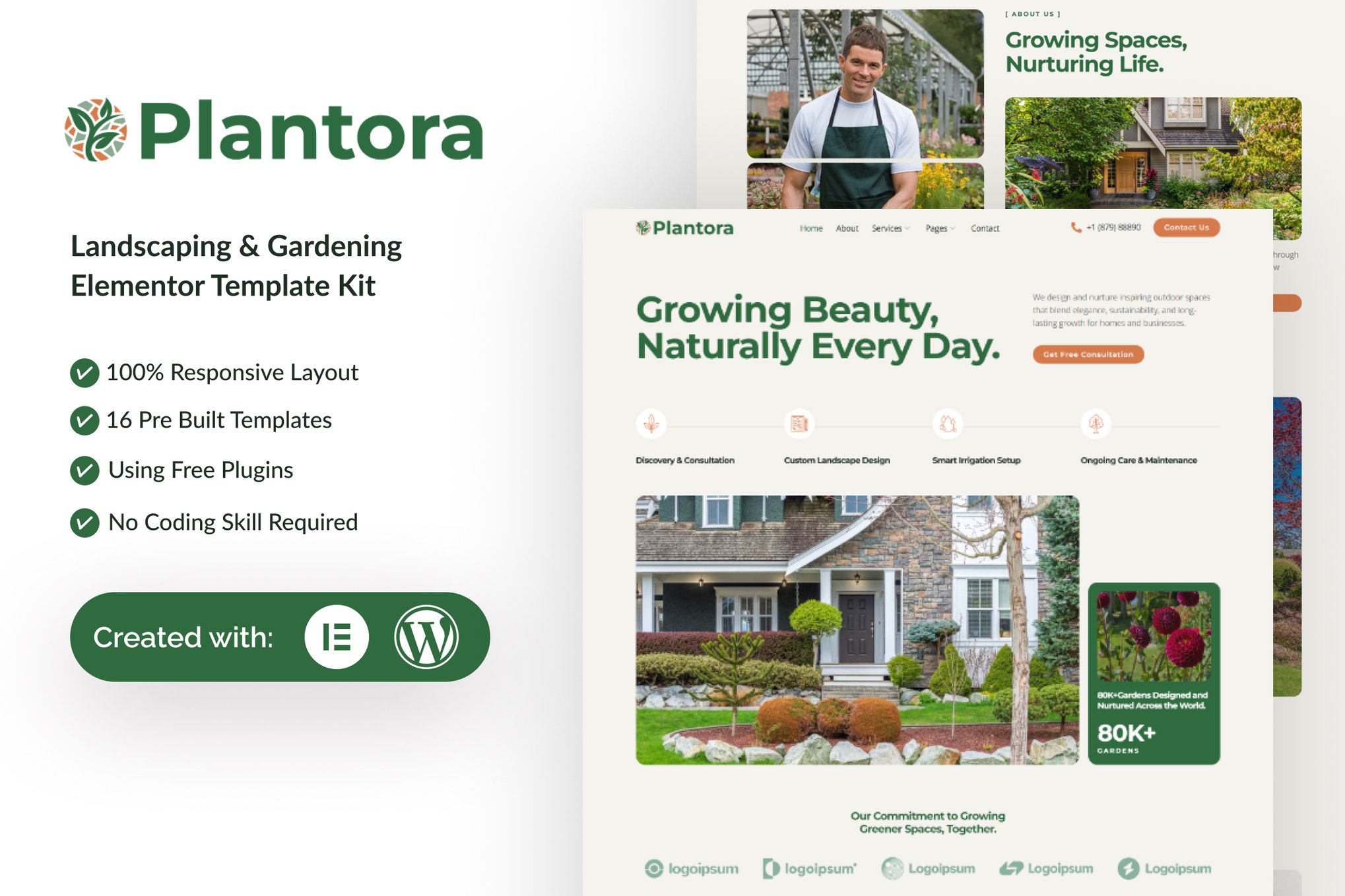 Plantora - Landscaping & Gardening Elementor Template Kit template kit cover image
