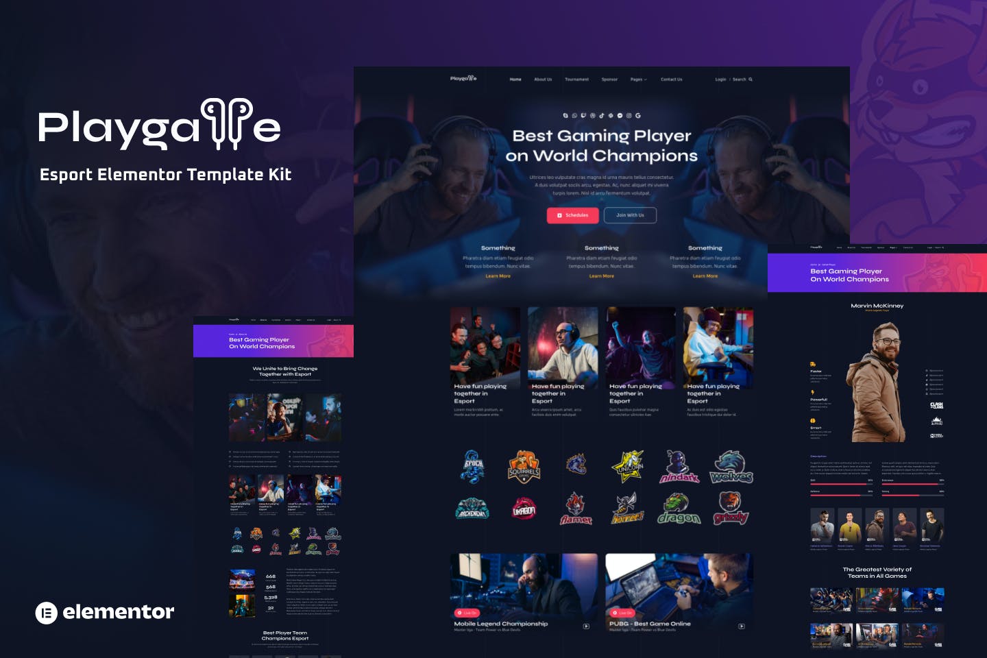 Playgame - Esports Elementor Template Kit template kit cover image