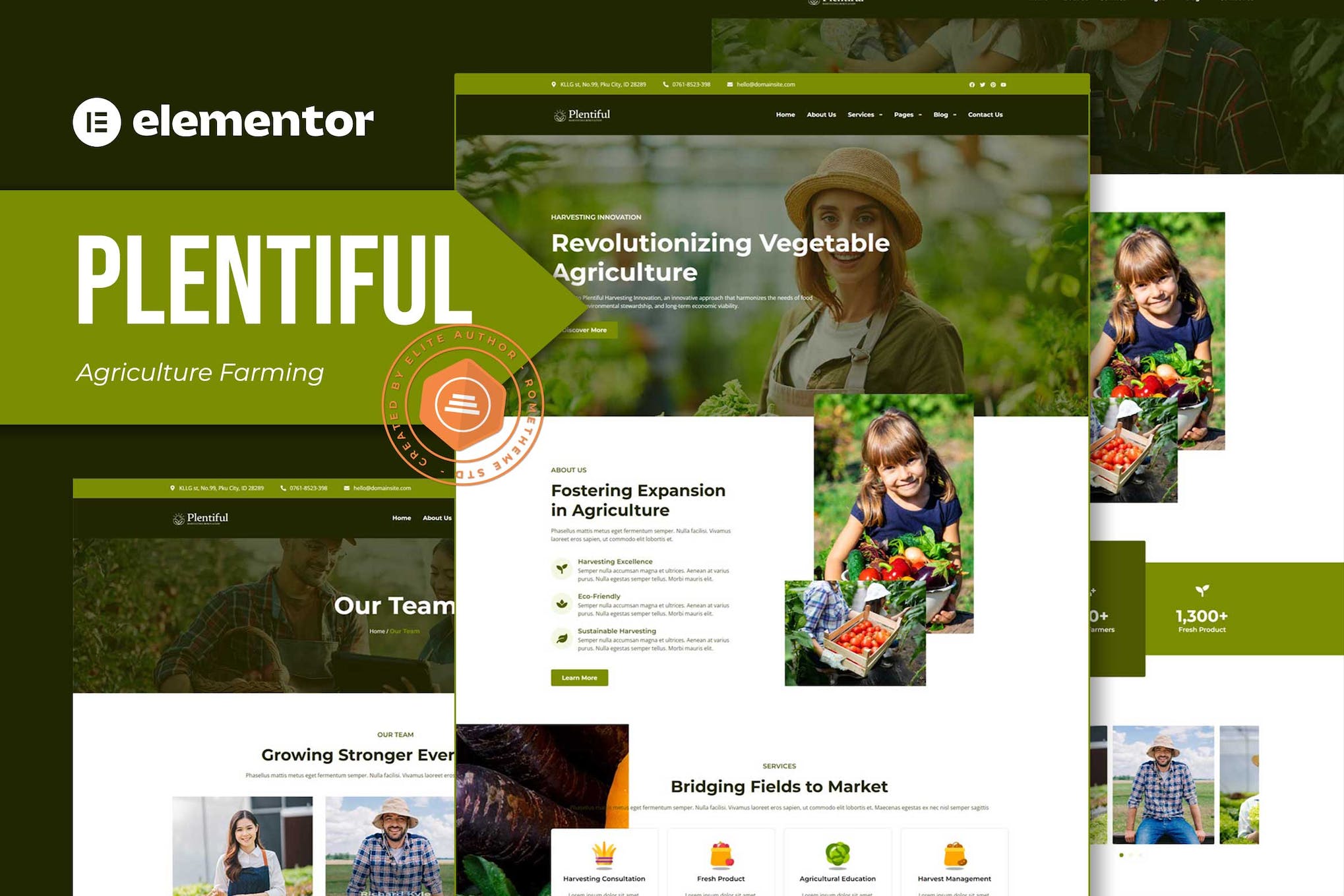 Plentiful - Agriculture Farming Elementor Template Kit template kit cover image