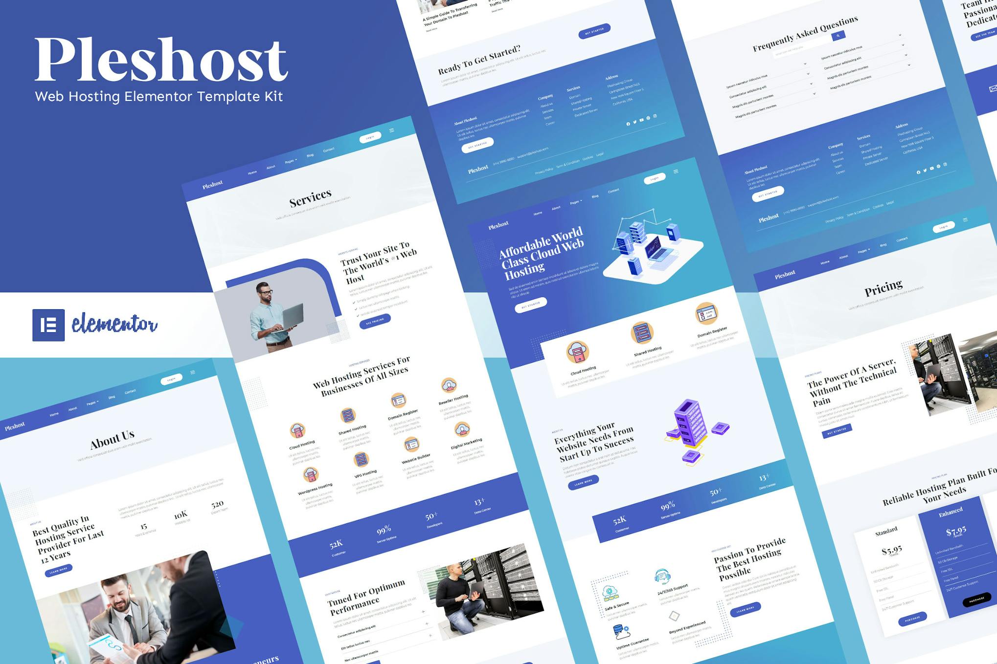 Pleshost - Cloud Web Hosting Elementor Template Kit template kit cover image