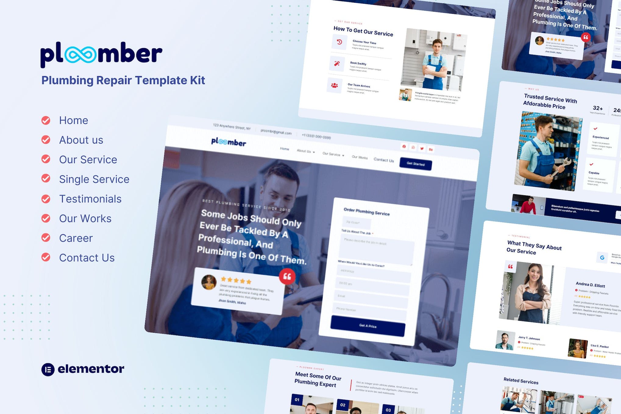 Ploomber - Plumbing Repair Elementor Template Kit template kit cover image