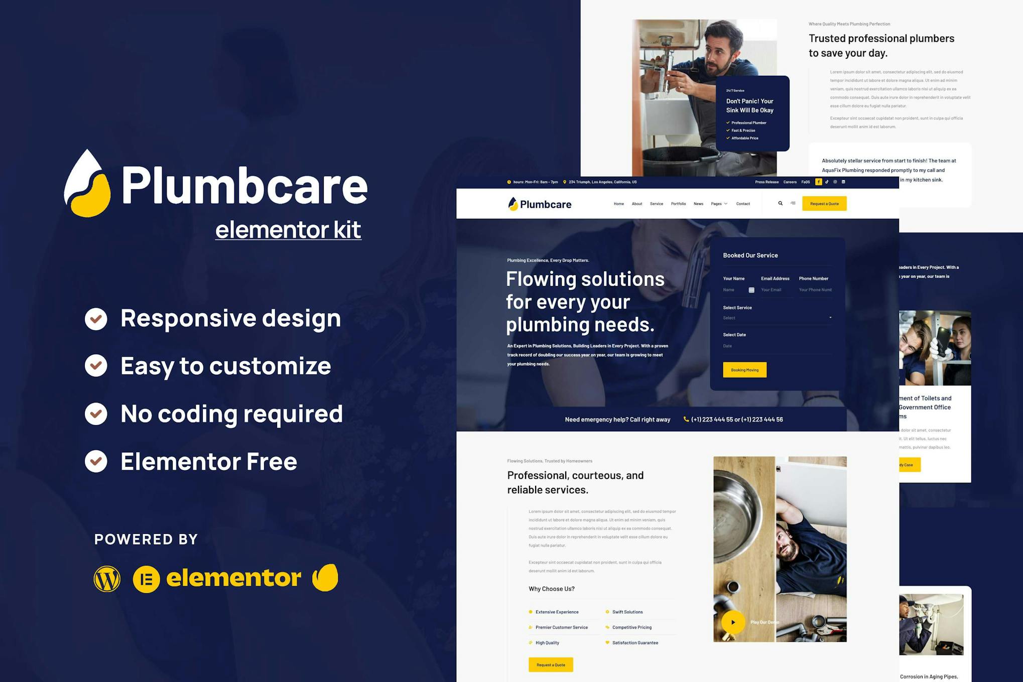 PlumbCare - Plumbing Service Elementor Template Kit template kit cover image