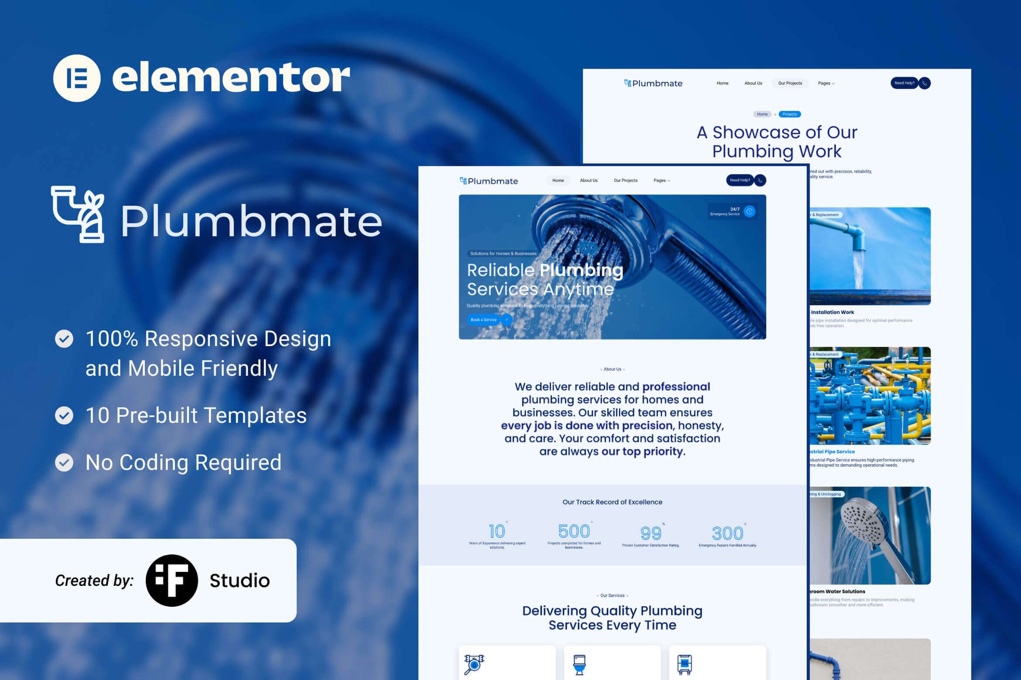 Plumbmate – Plumbing Services Elementor Template Kit template kit cover image