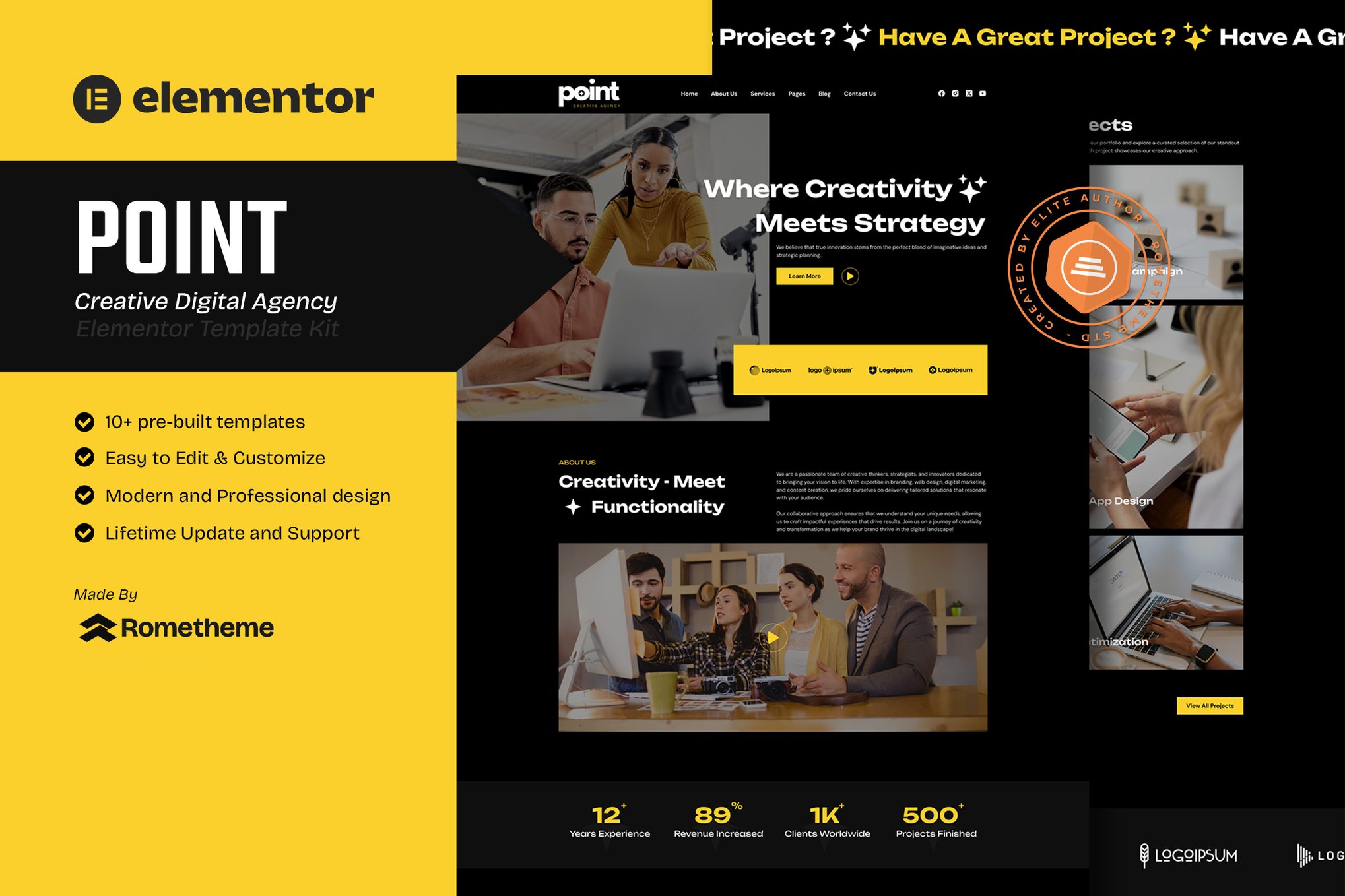 Point - Creative Digital Agency Elementor Template Kit template kit cover image