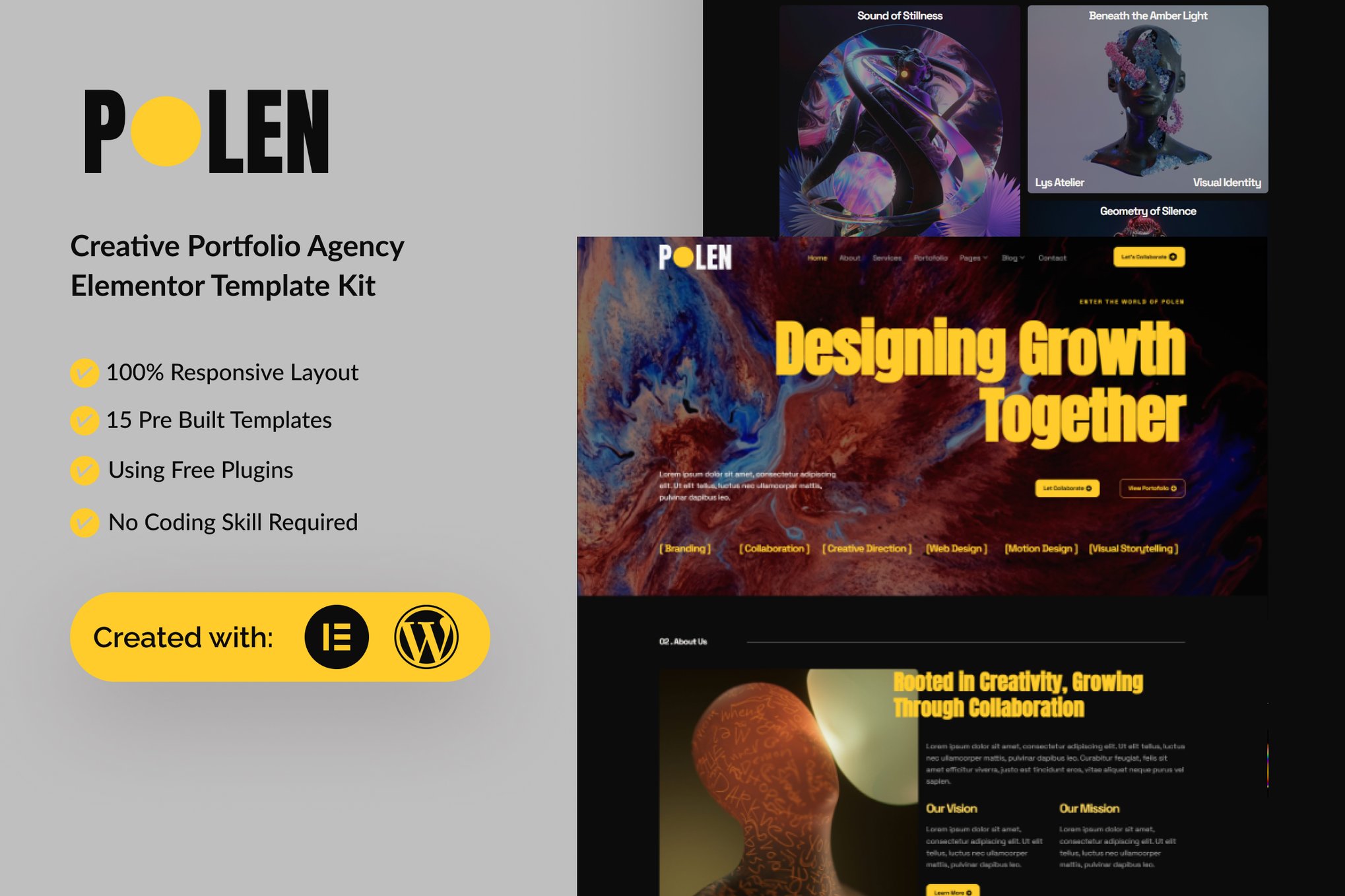 Polen - Creative Portfolio Resume Elementor Template Kit template kit cover image