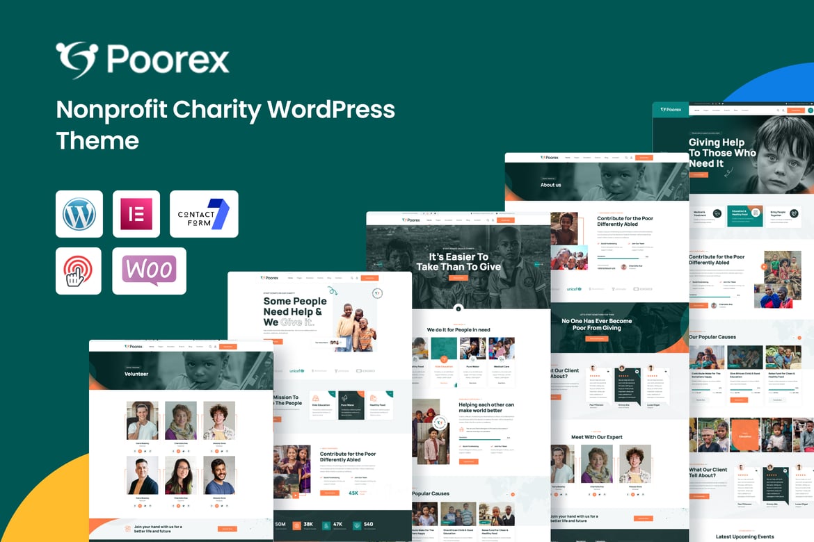 Poorex – Nonprofit Charity WordPress Theme theme cover image