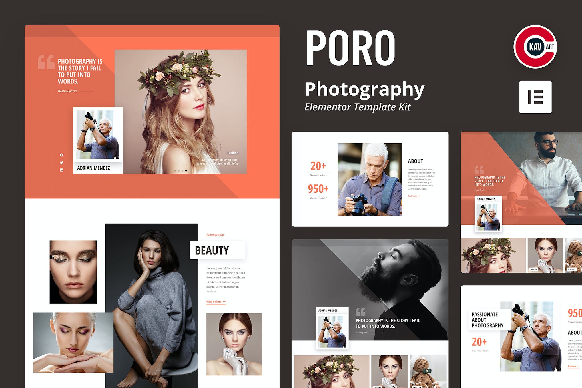Poro - Photography Elementor Template Kit template kit cover image