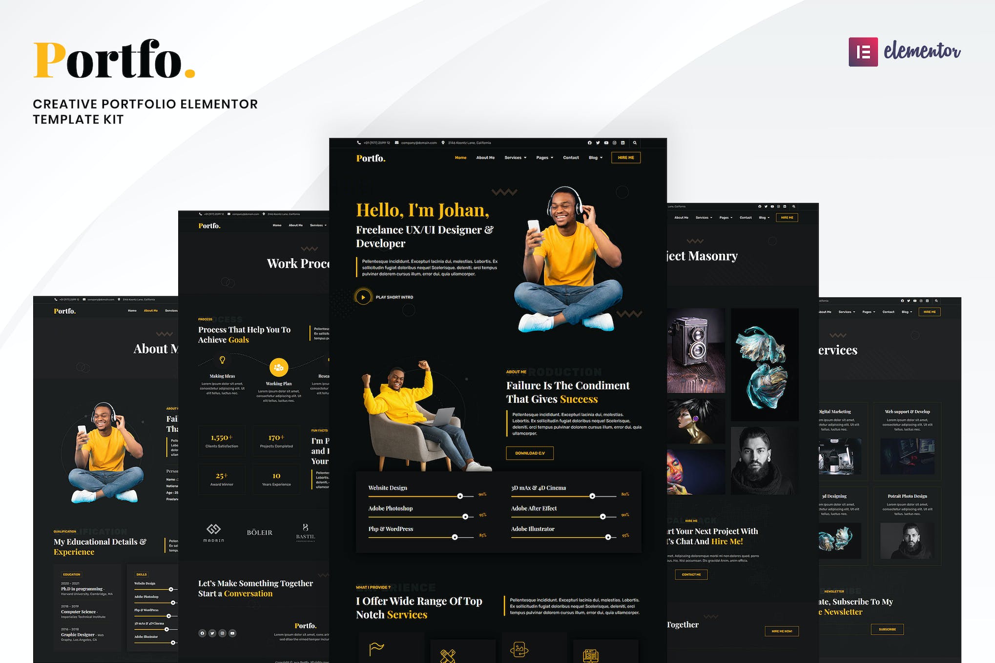 Portfo - Creative Portfolio Elementor Template Kit template kit cover image