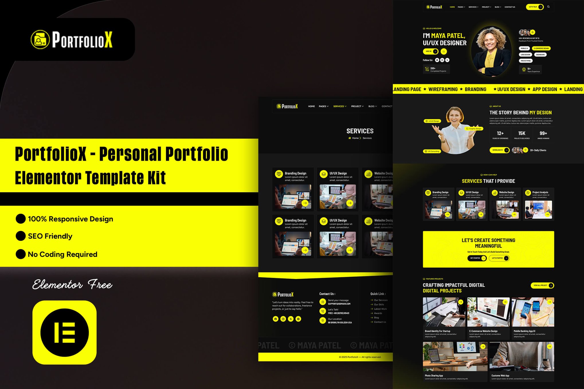 PortfolioX - Personal Portfolio Elementor Template Kit template kit cover image