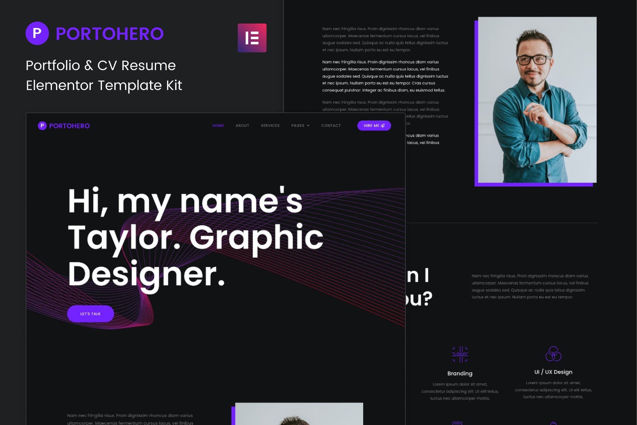 Portohero - Personal Portfolio & CV Elementor Template Kit template kit cover image