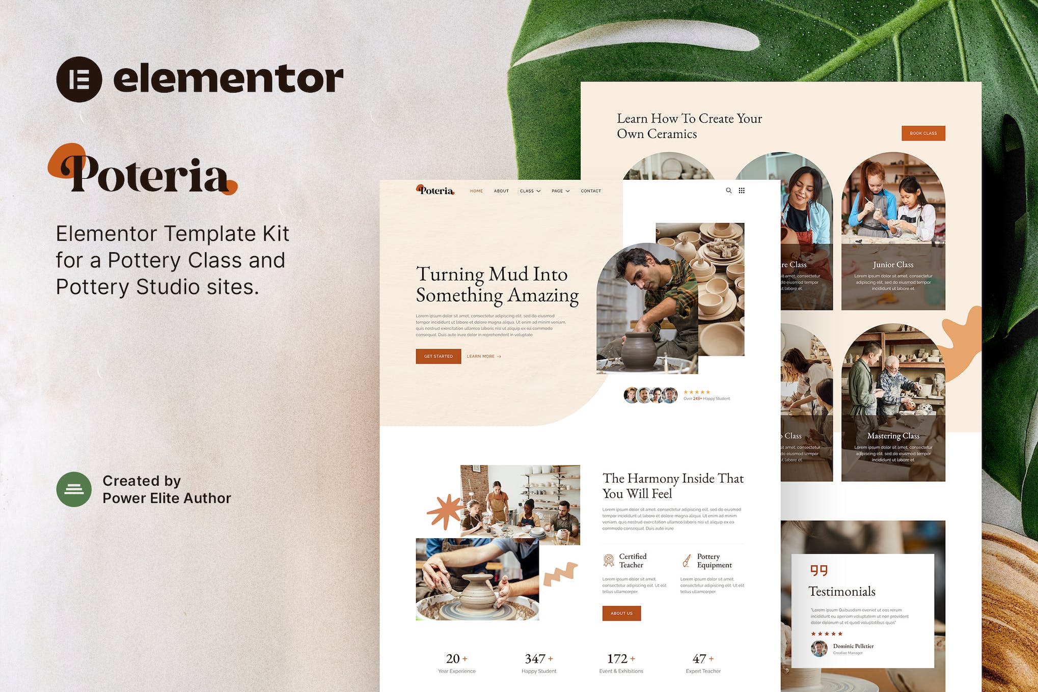 Poteria – Pottery Class & Studio Elementor Template Kit template kit cover image