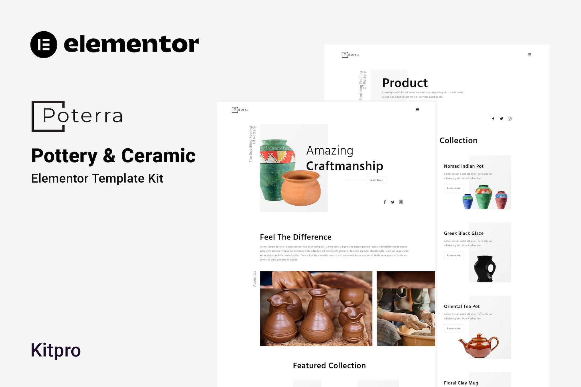 Poterra - Pottery & Ceramic Elementor Template Kit template kit cover image