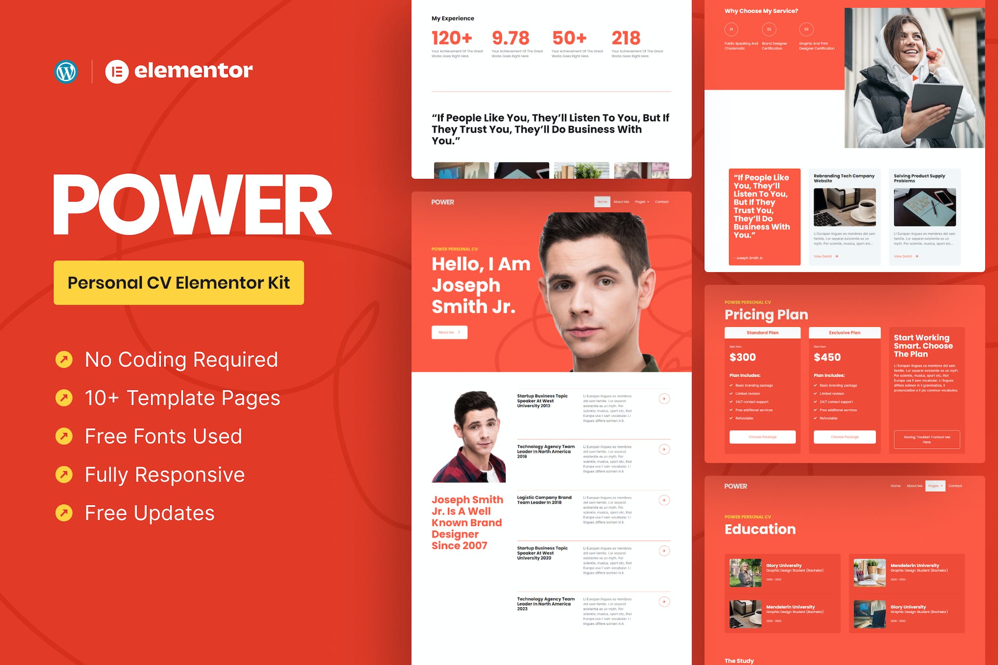 Power - Personal CV Elementor Pro Template Kit template kit cover image