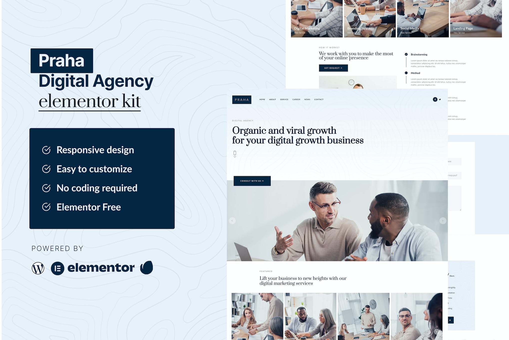 Praha - Digital Agency Elementor Template Kit template kit cover image