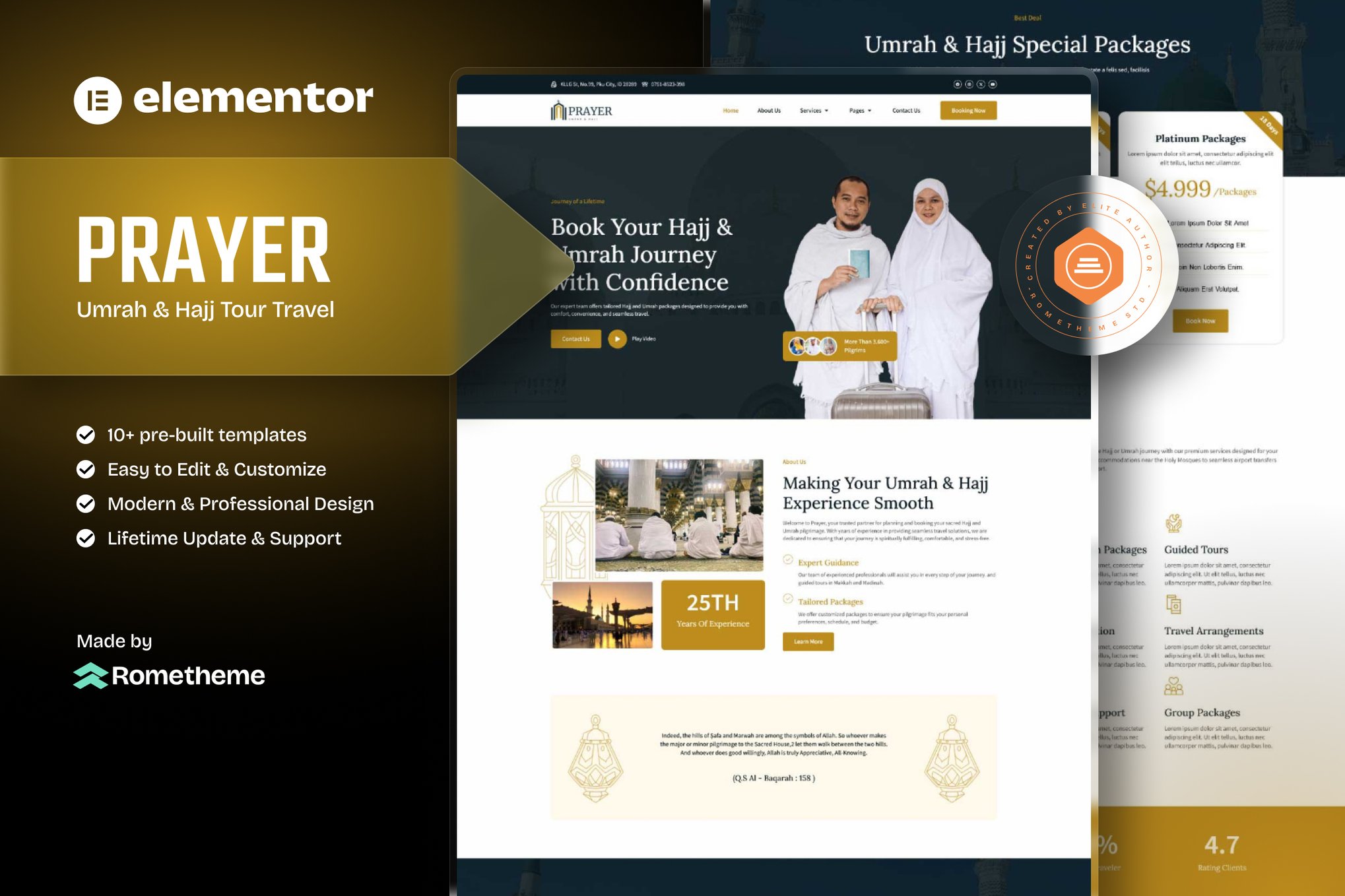 Prayer - Umrah & Hajj Tour Travel Elementor Template Kit template kit cover image