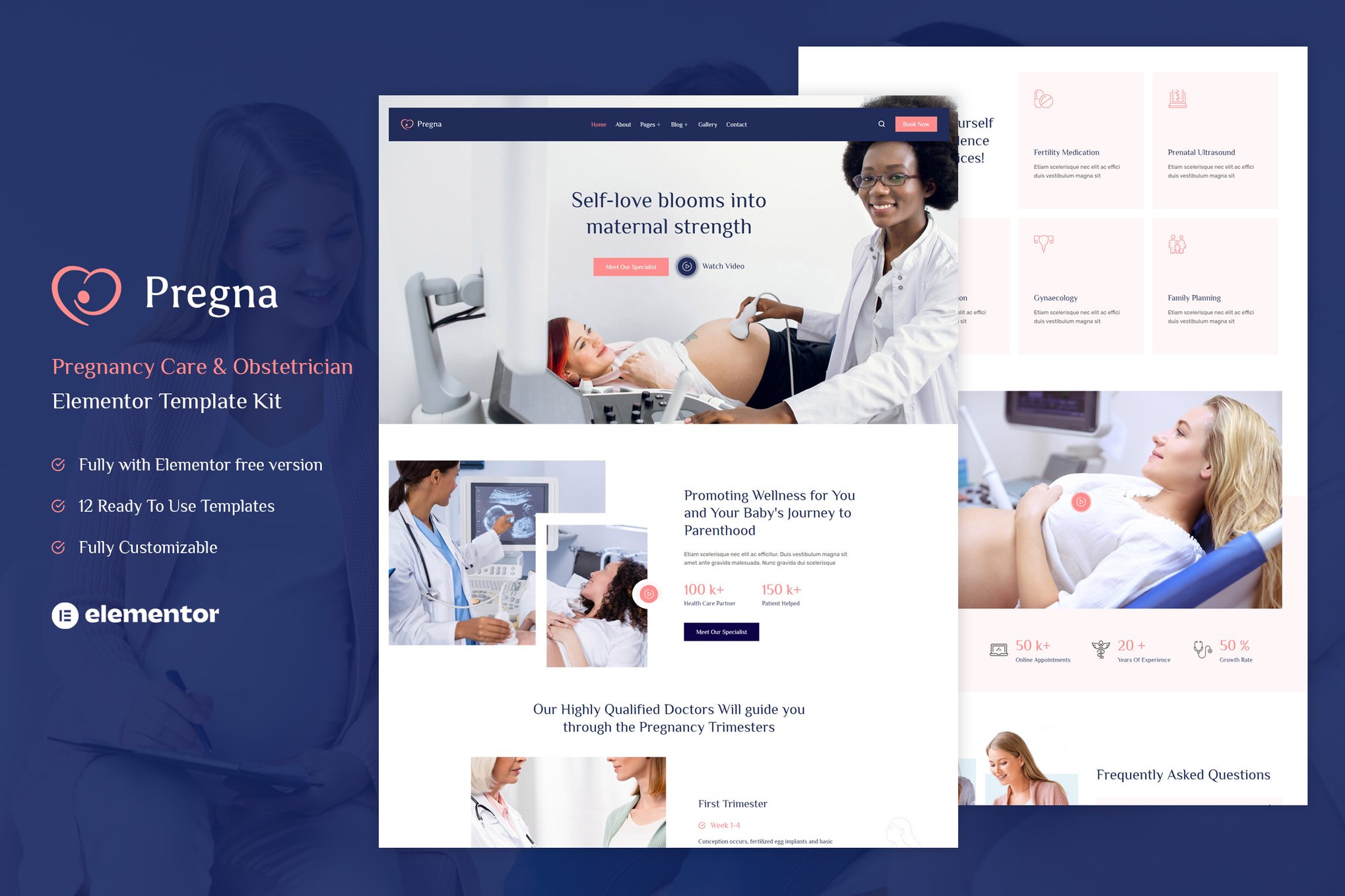 Pregna – Prenatal Care & Obstetrician Elementor Template Kit template kit cover image