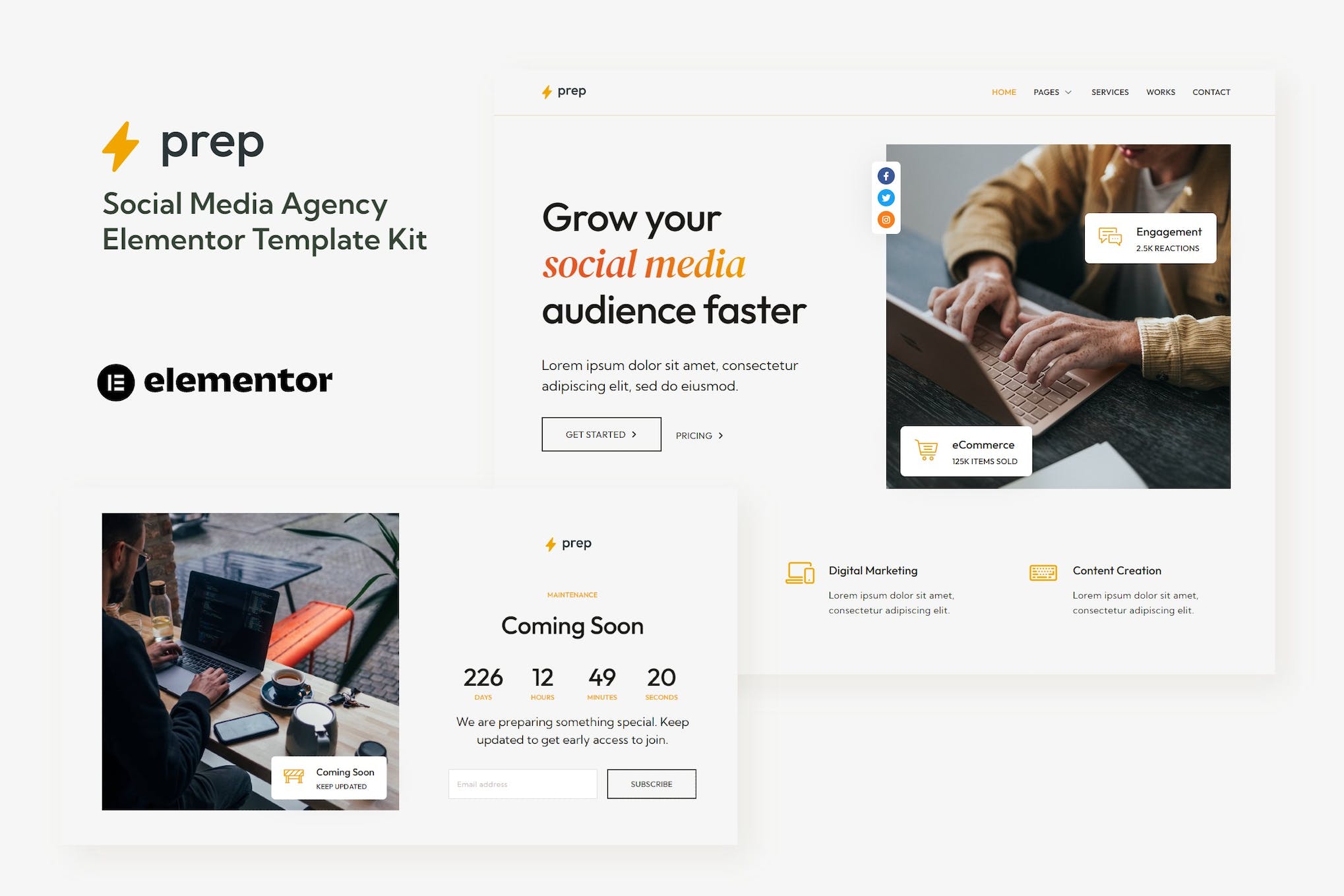 Prep - Social Media Agency Elementor Template Kit template kit cover image