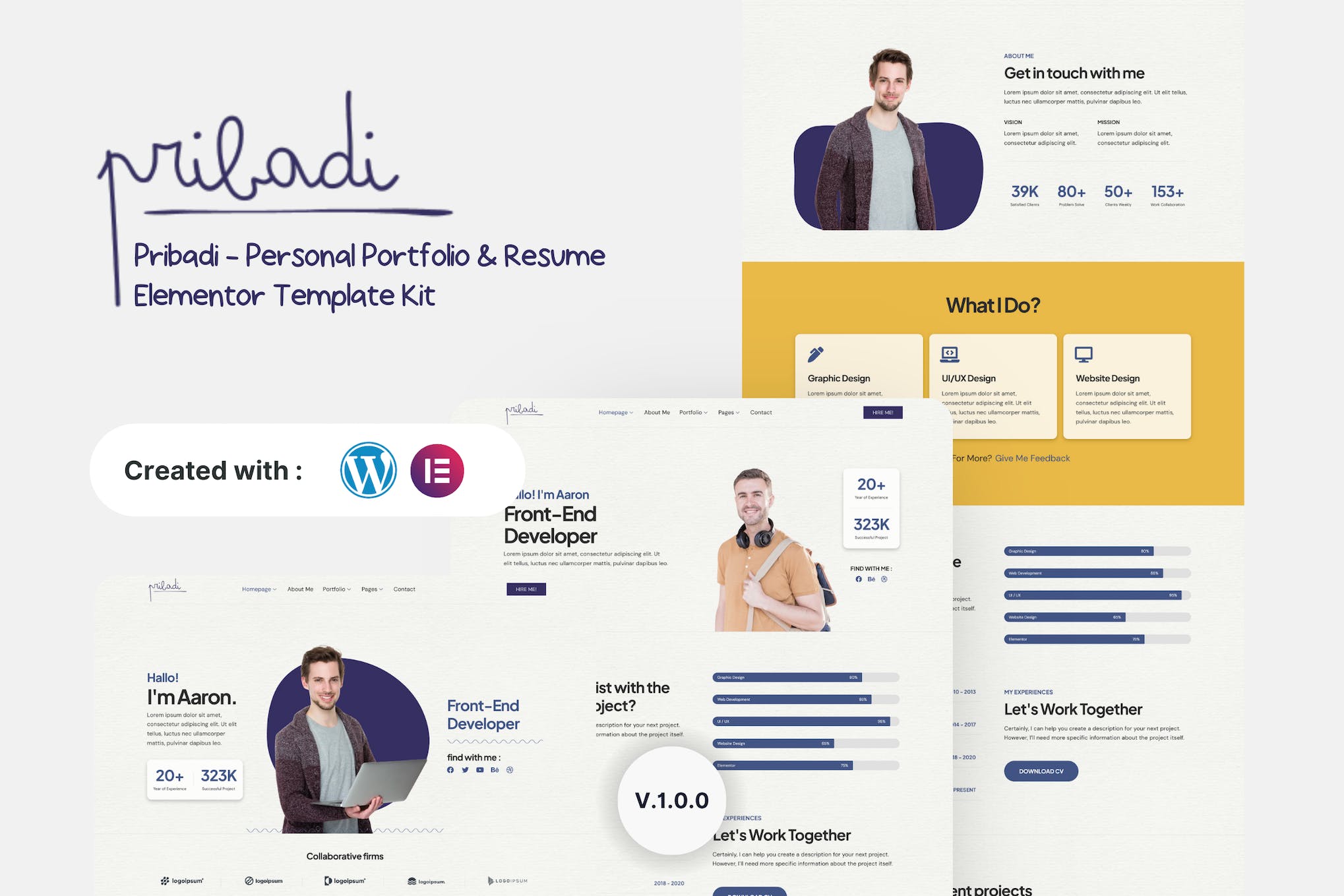 Pribadi - Personal Portfolio & Resume Elementor Template Kit template kit cover image