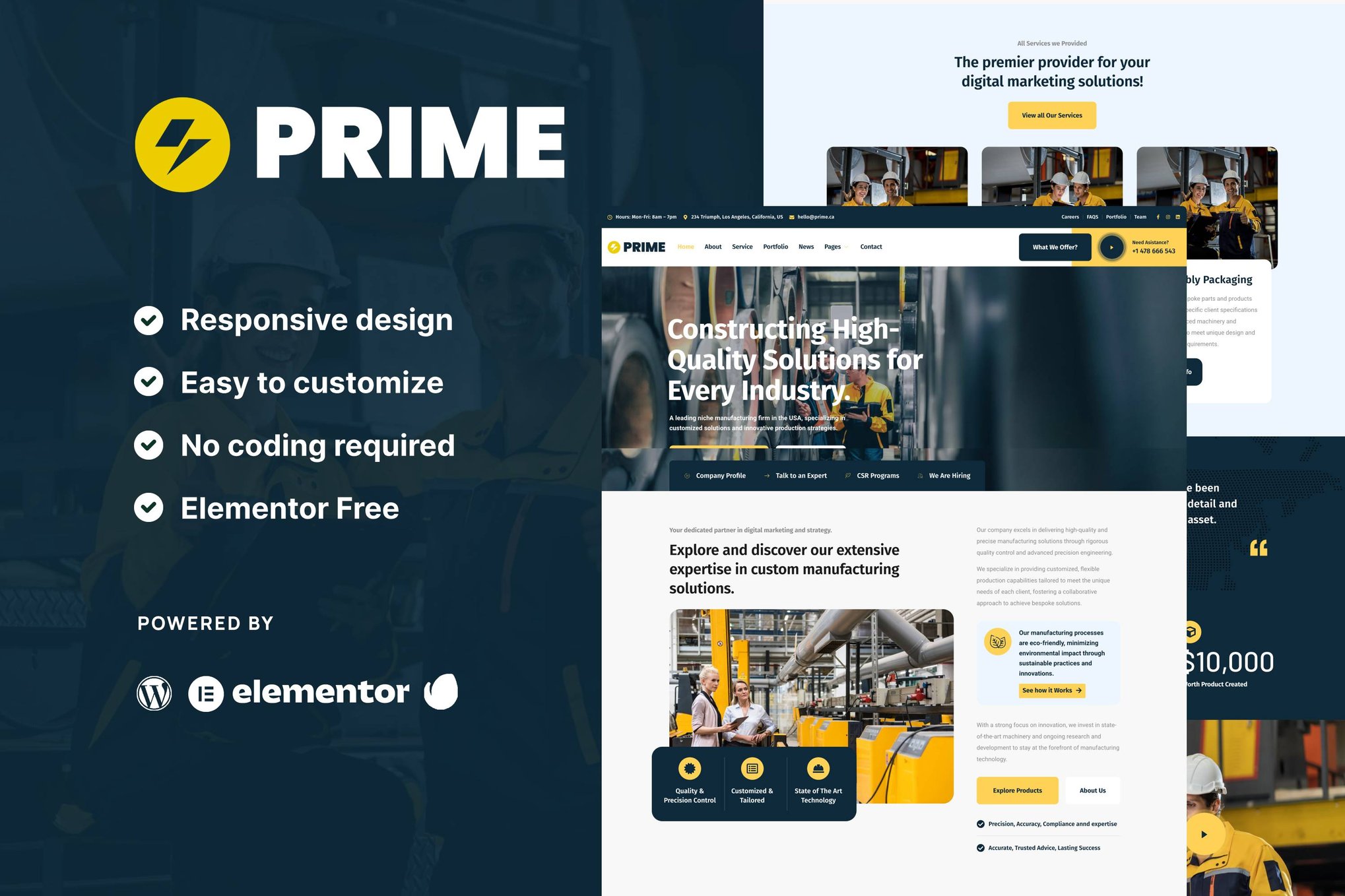 Prime - Industrial & Manufacturing Elementor Template Kit template kit cover image