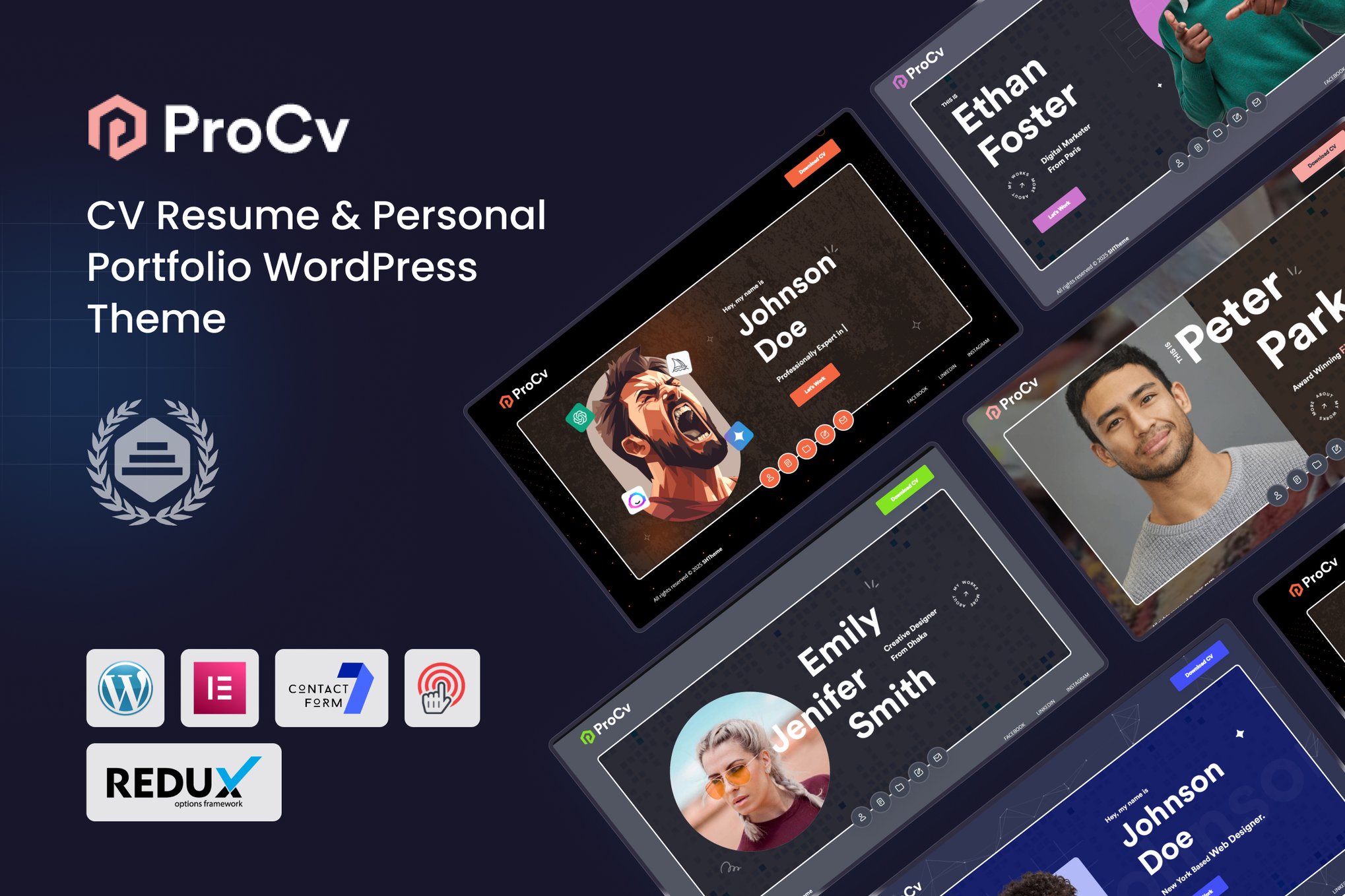 ProCv - CV Resume & Personal Portfolio WordPress theme cover image
