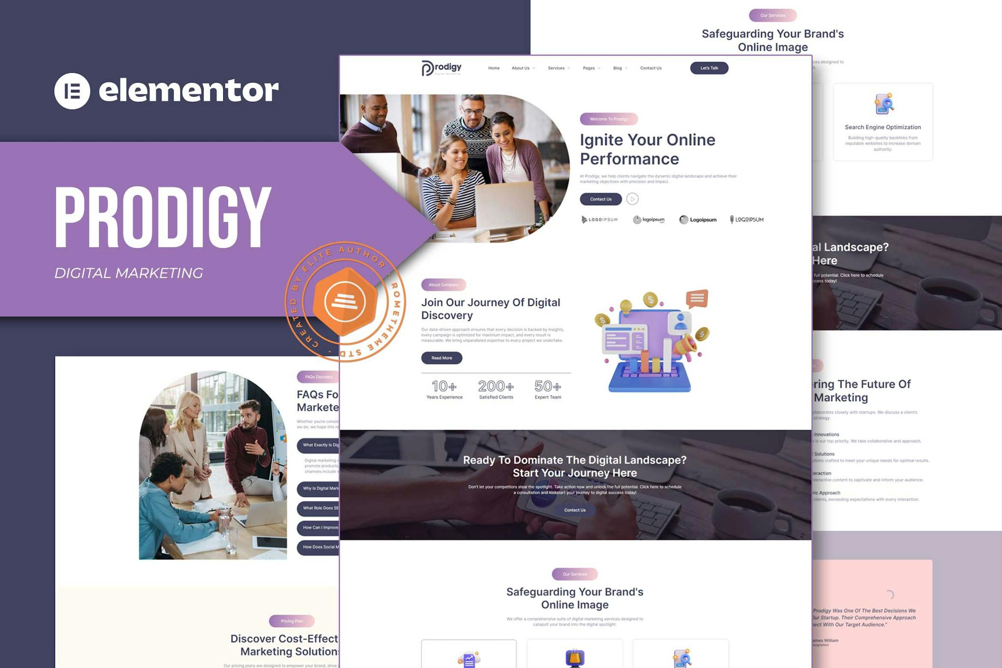 Prodigy - Digital Marketing Elementor Template Kit template kit cover image
