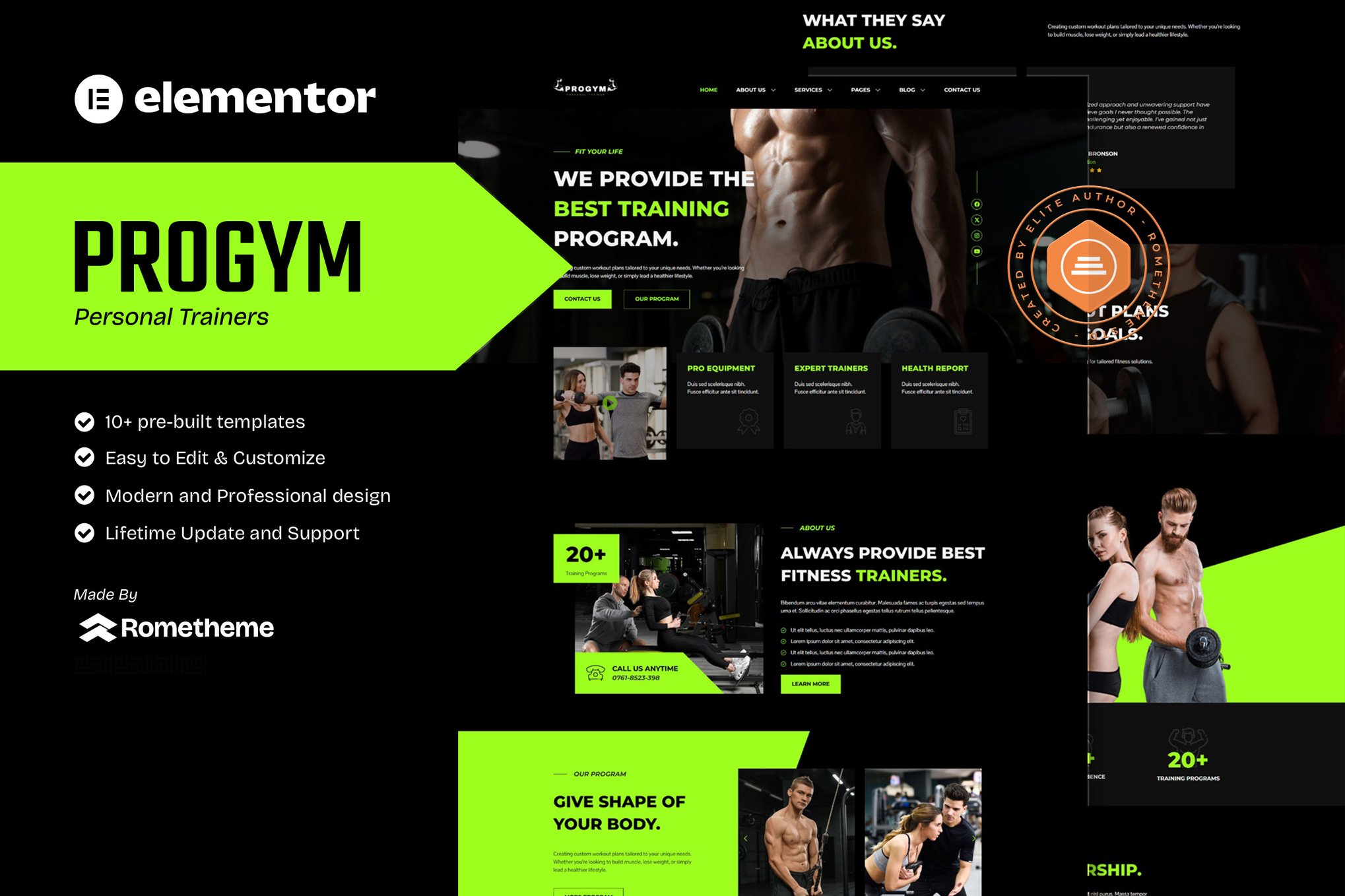Progym - Personal Trainers & Fitness Elementor Template Kit template kit cover image