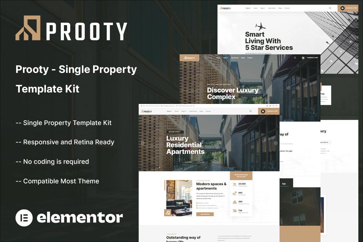 Prooty - Single Property Elementor Template Kit template kit cover image