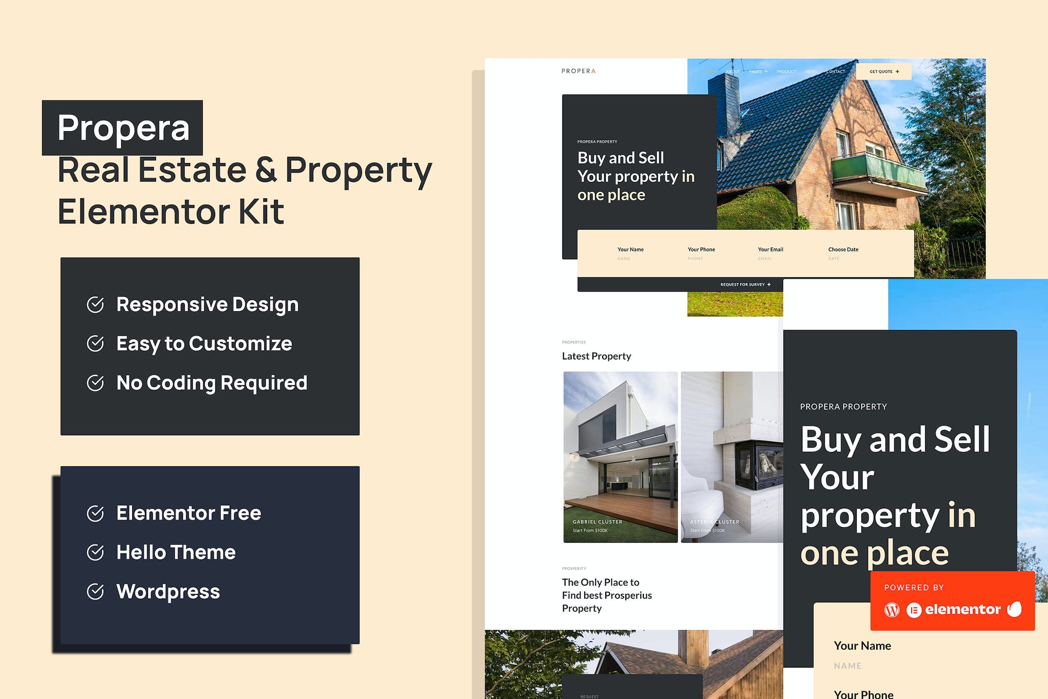 Propera - Real Estate Elementor Template Kit template kit cover image