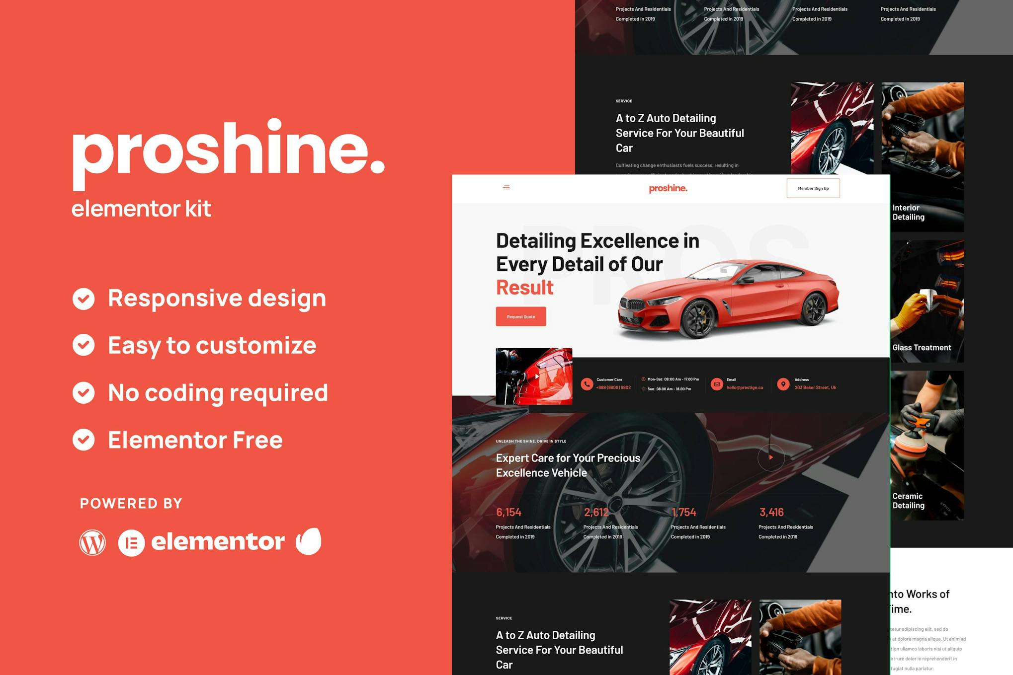 Proshine - Car Detailing & Auto Service Elementor Template Kit template kit cover image