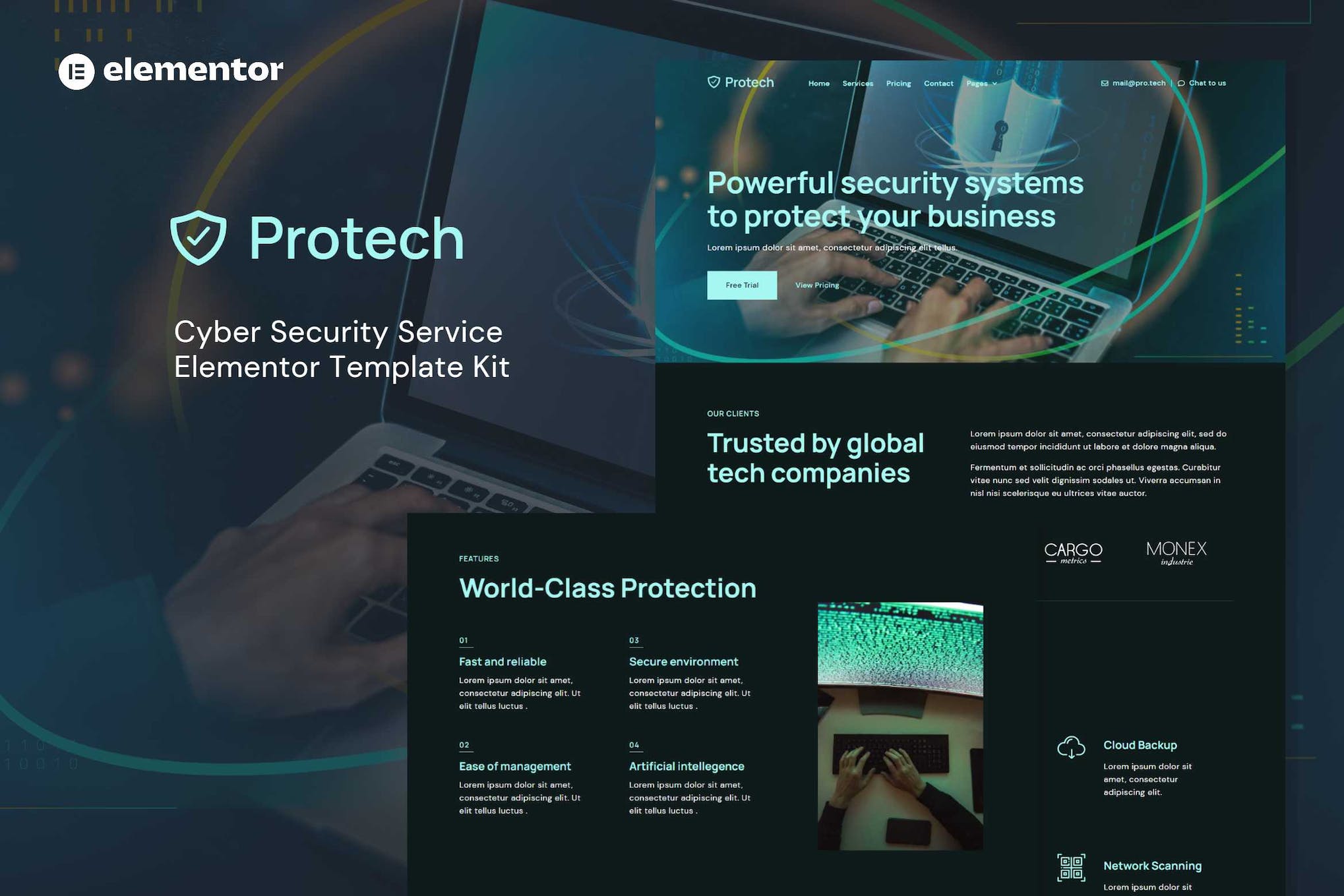 Protech - Cyber Security Service Elementor Template Kit template kit cover image