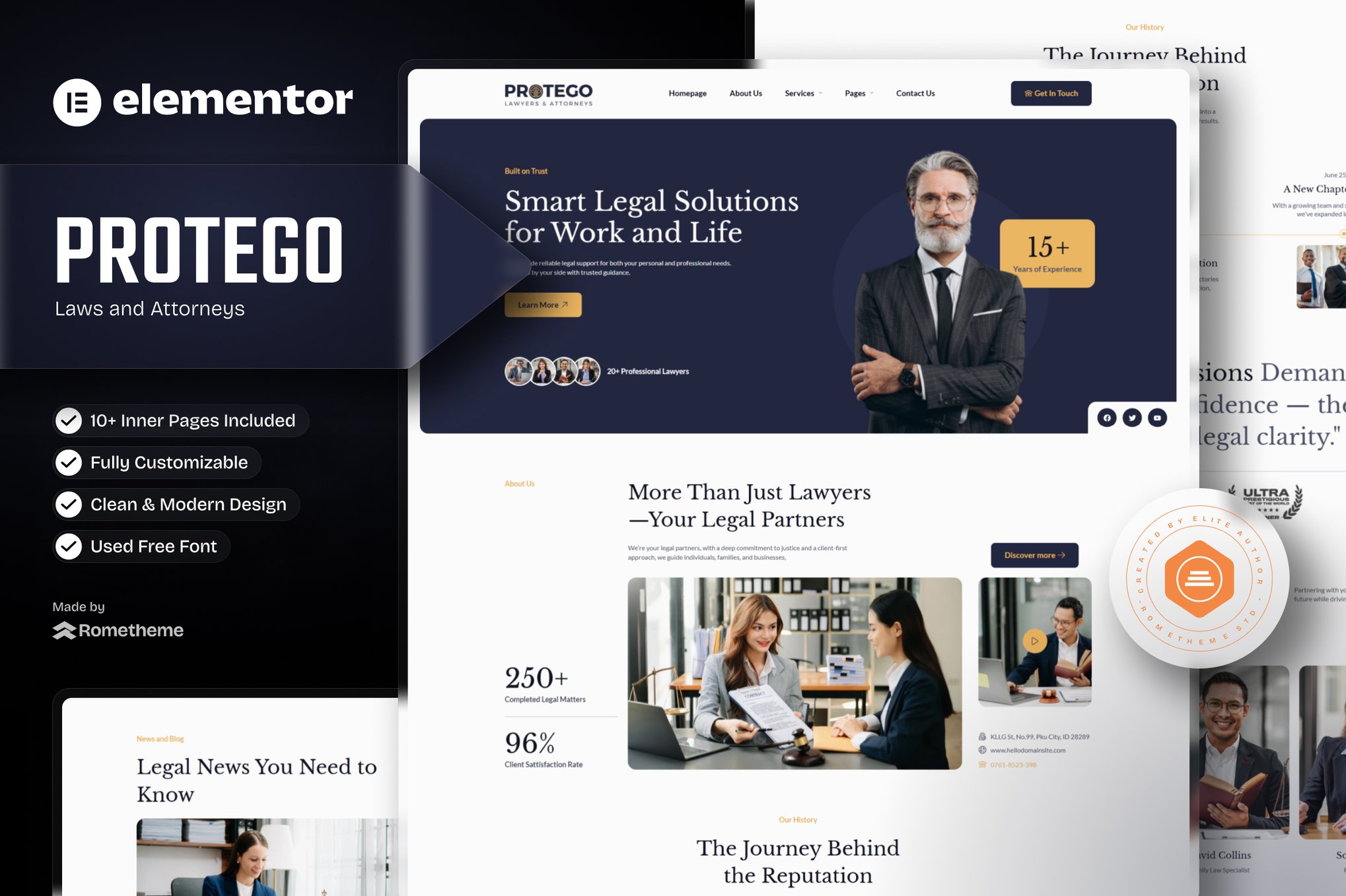 Protego - Lawyers and Attorneys Elementor Template Kits template kit cover image