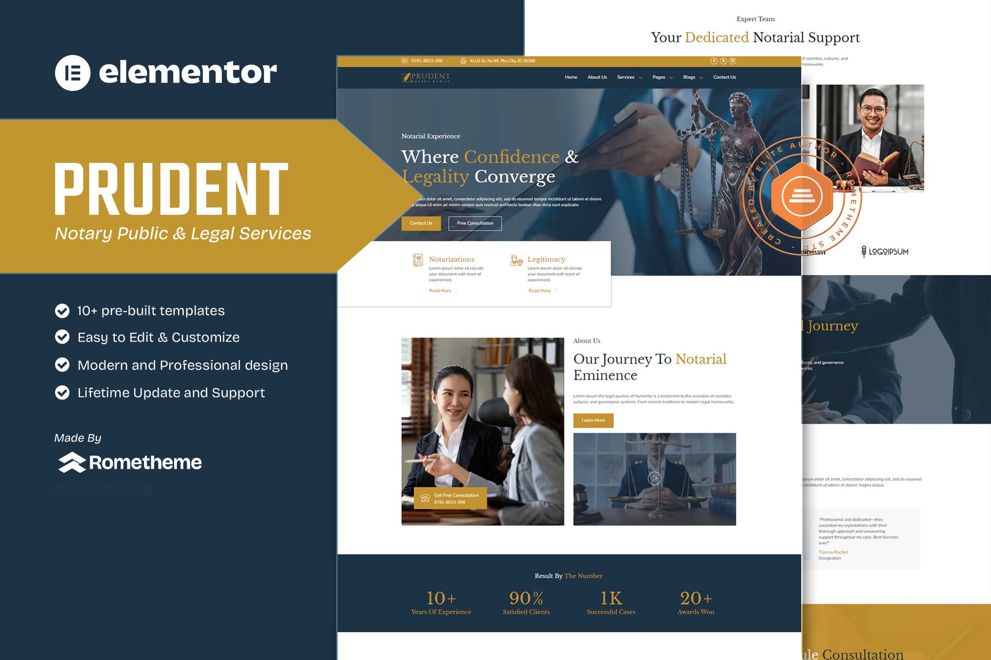 Prudent - Notary Public & Legal Services Elementor Template Kit template kit cover image