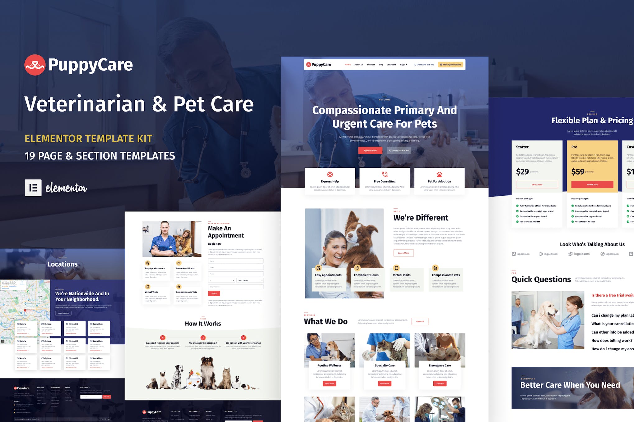PuppyCare - Vetenarian & Pet Care WordPress Elementor Template Kit template kit cover image