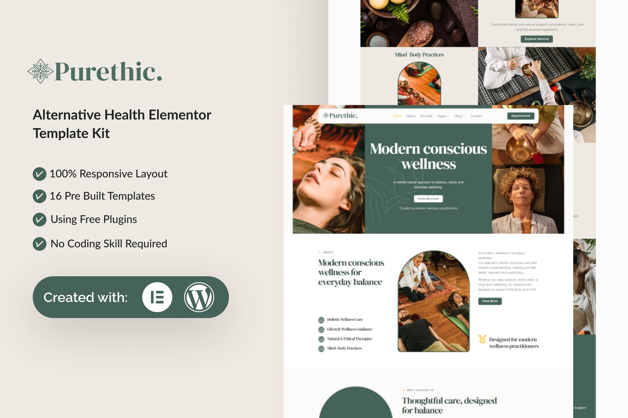 Purethic - Alternative Health Elementor Template Kit template kit cover image