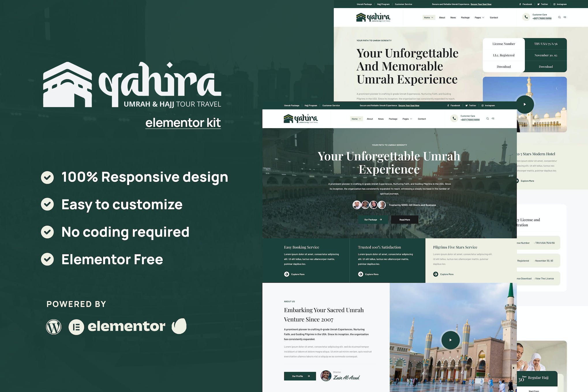 Qahira - Umrah & Hajj Tour Travel Elementor Template Kit template kit cover image