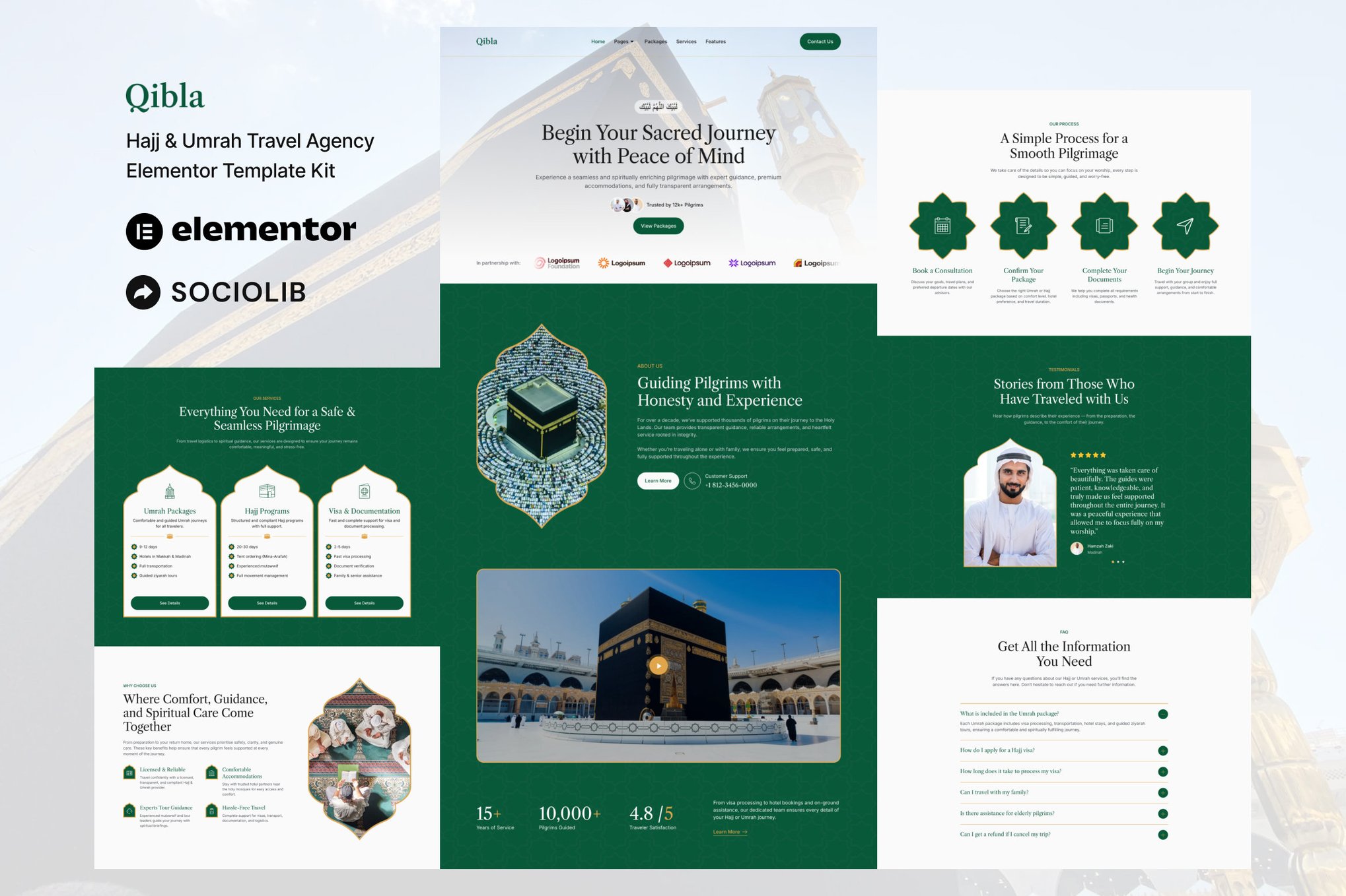 Qibla - Hajj & Umrah Travel Agency Elementor Template Kit template kit cover image