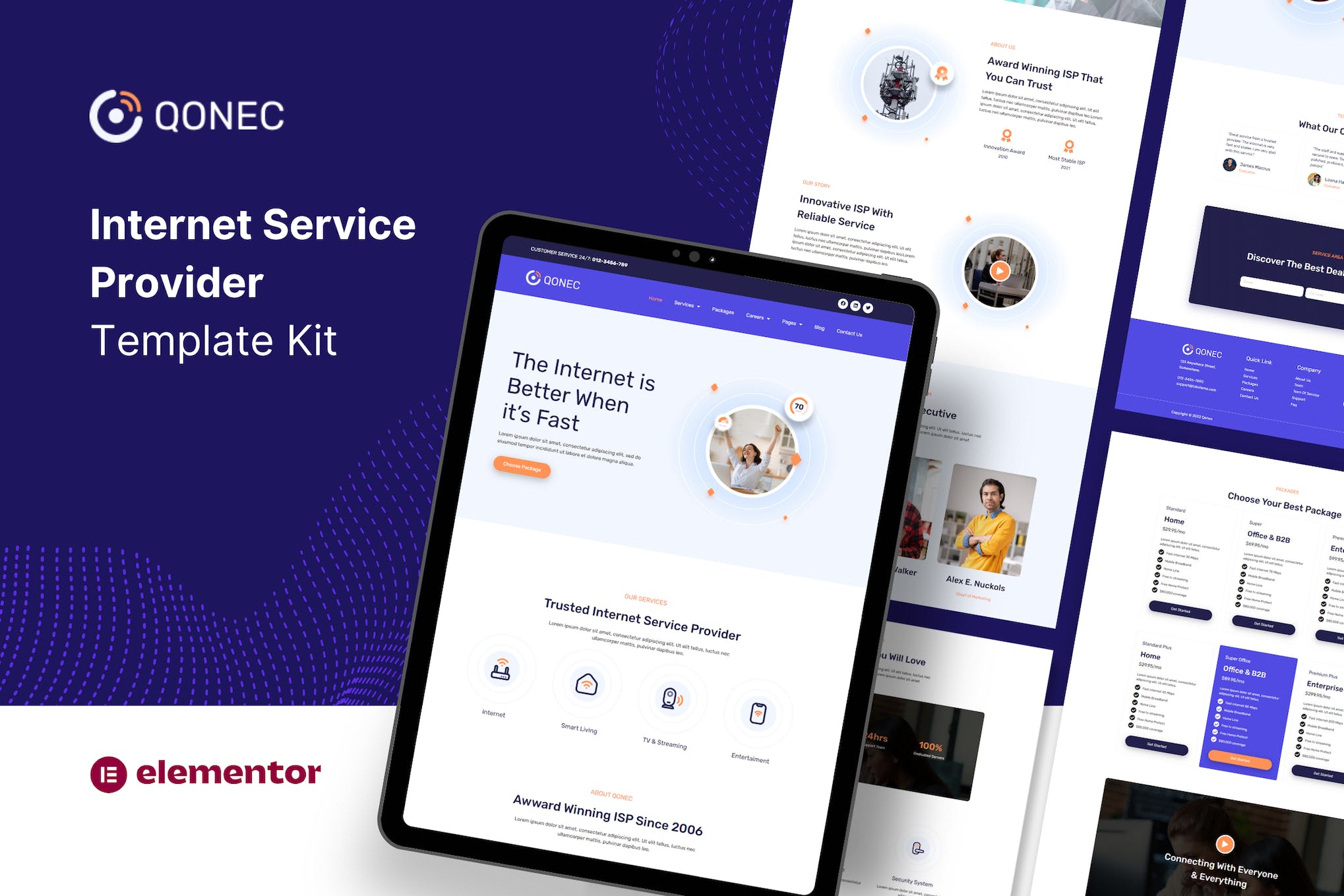 Qonec - Broadband & Internet Service Provider Template Kit template kit cover image