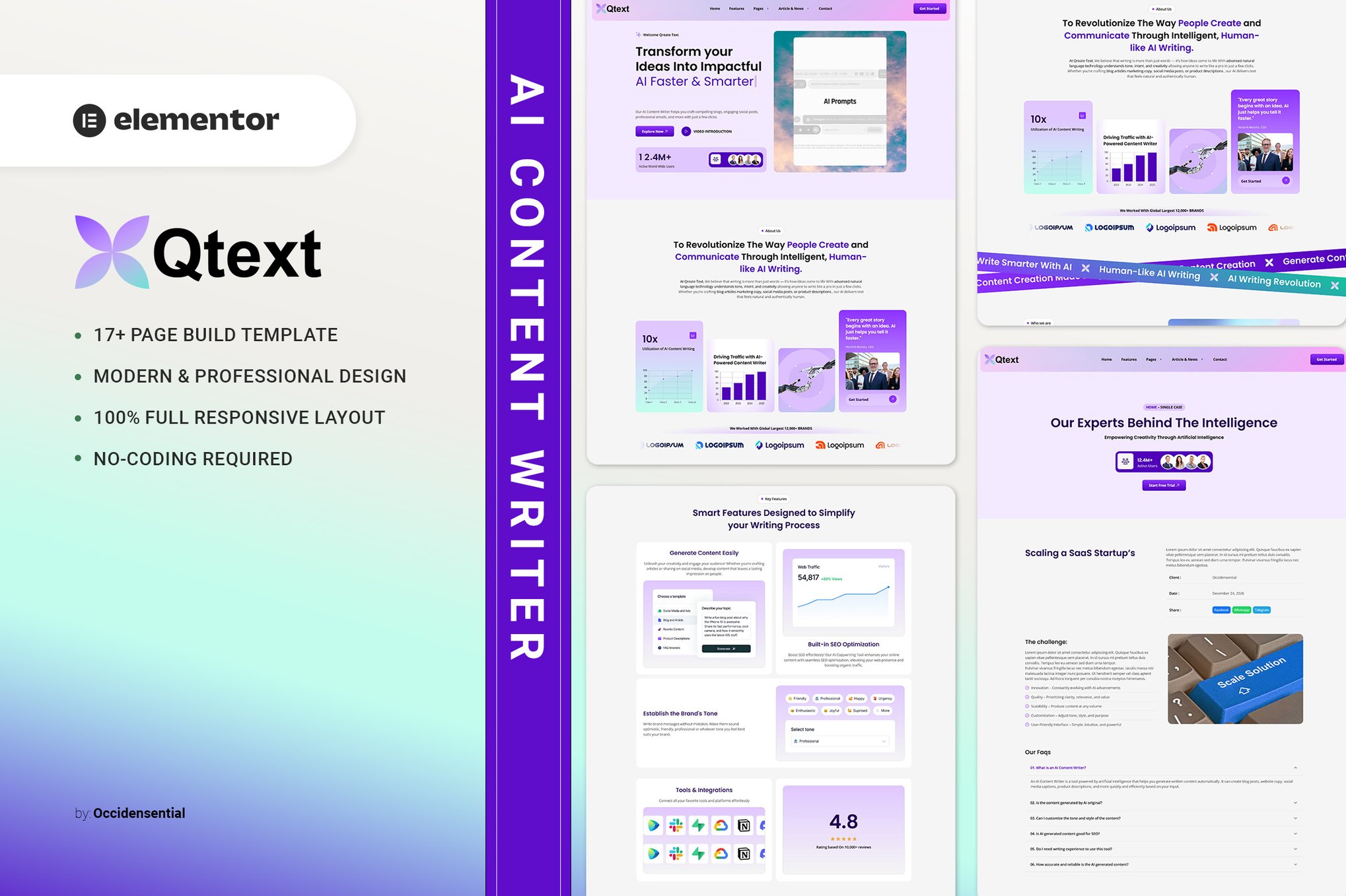 Qtext - AI Content Writer Elementor Template Kit template kit cover image
