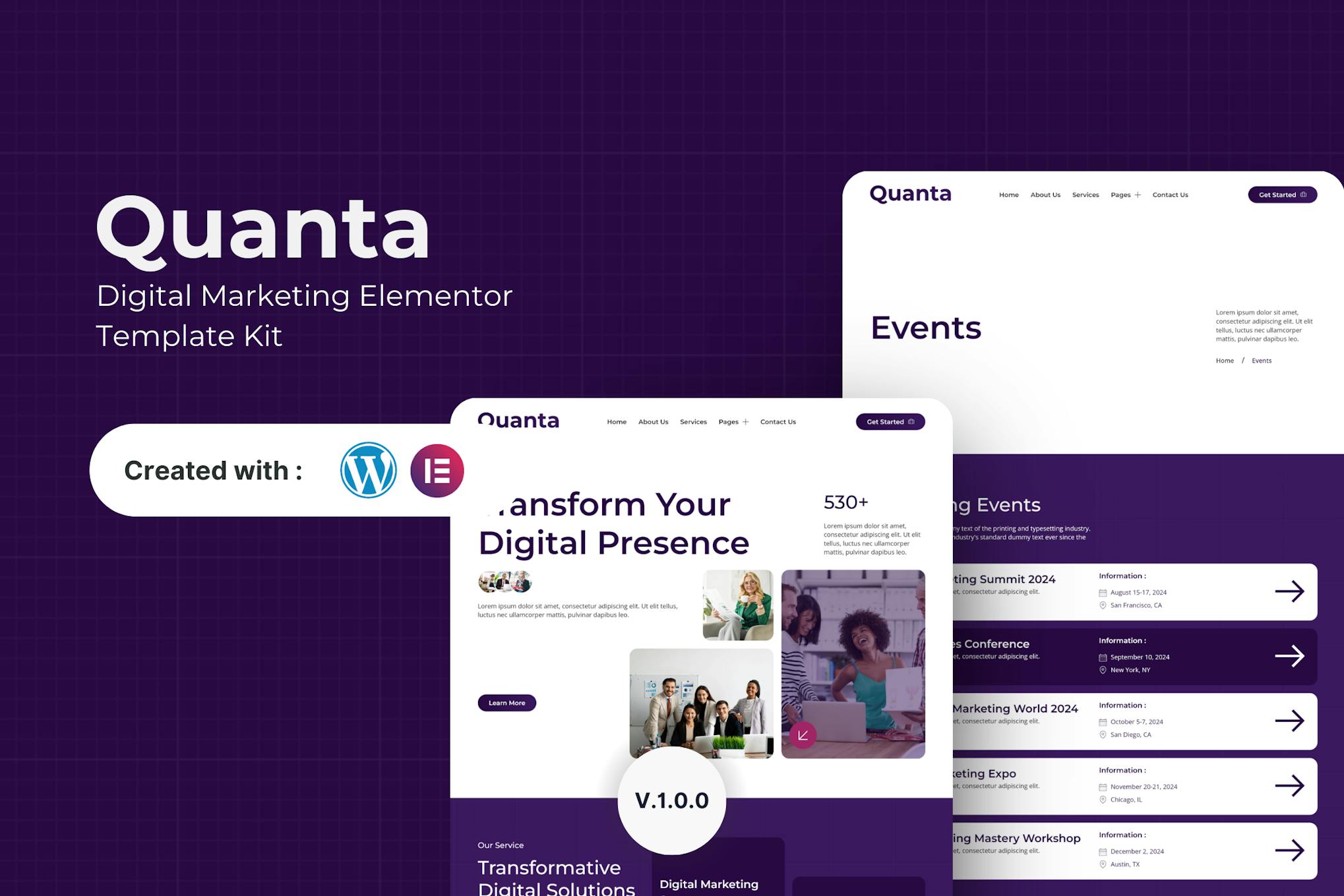 Quanta - Digital Marketing Elementor Template Kit template kit cover image