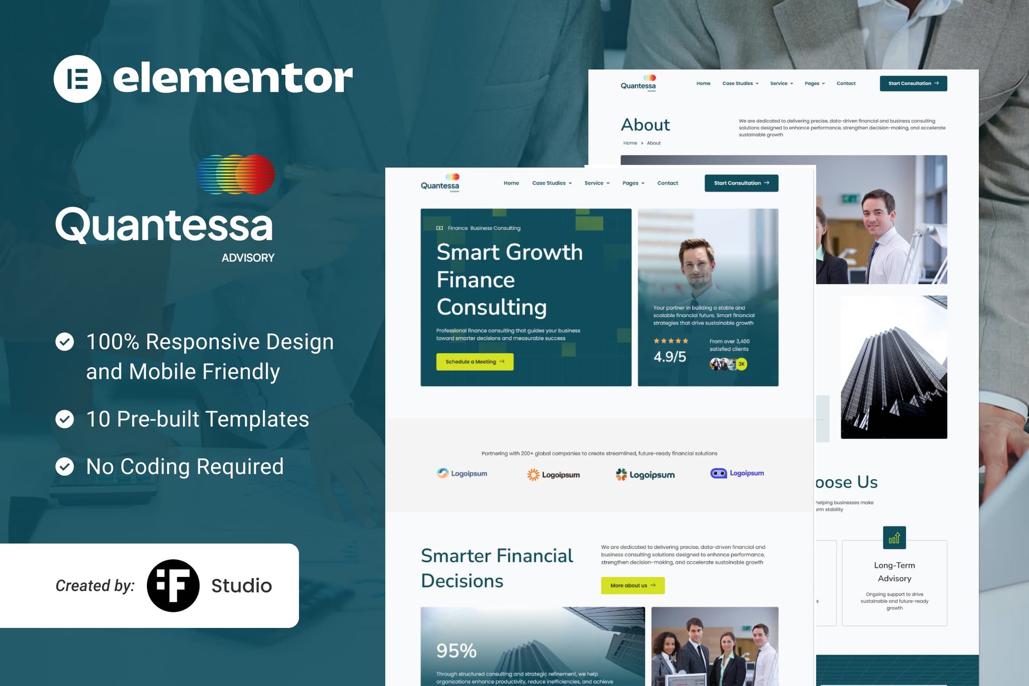 Quantessa – Finance & Business Consulting Elementor Template Kit template kit cover image