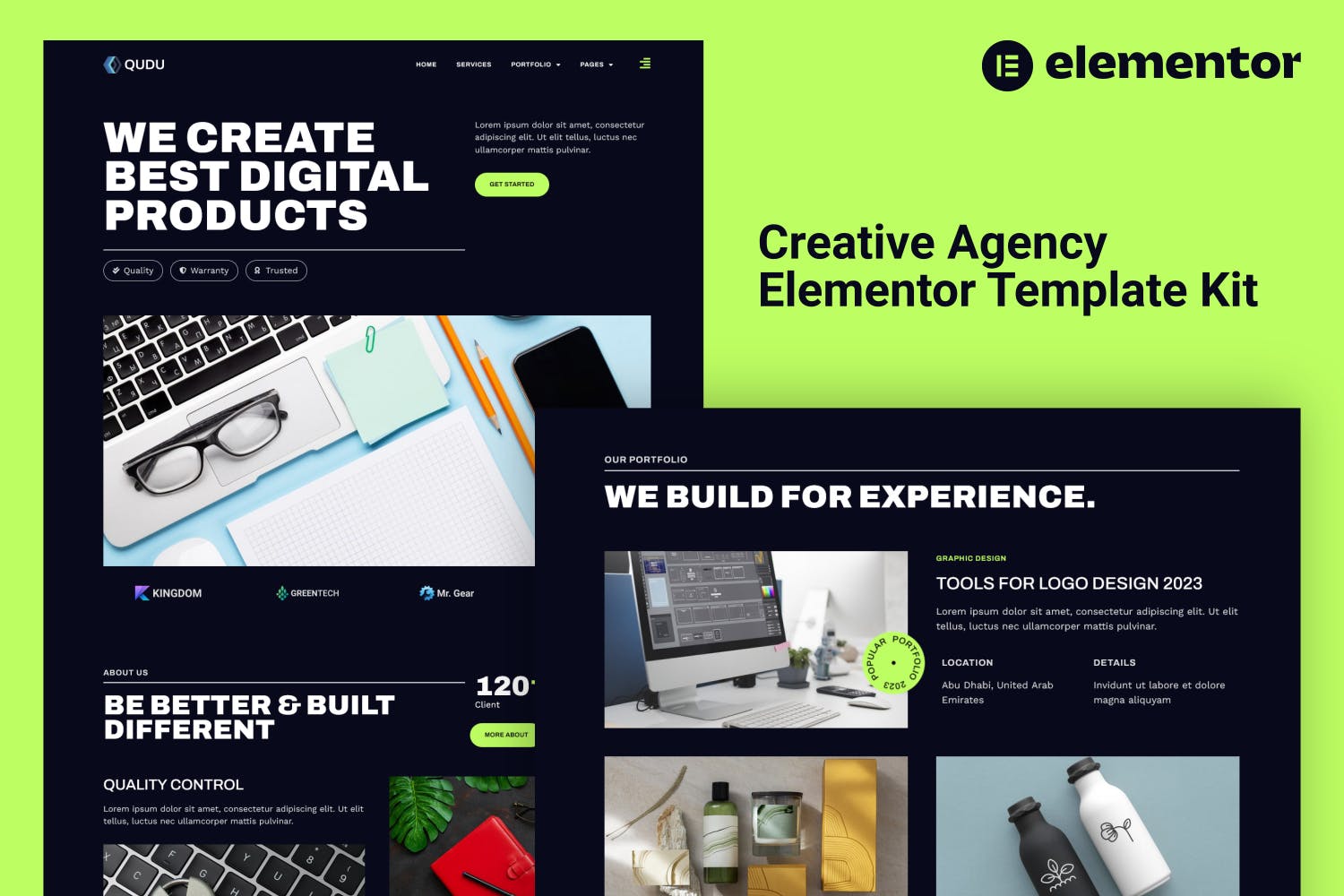 Qudu - Creative Agency Elementor Pro Template Kit template kit cover image