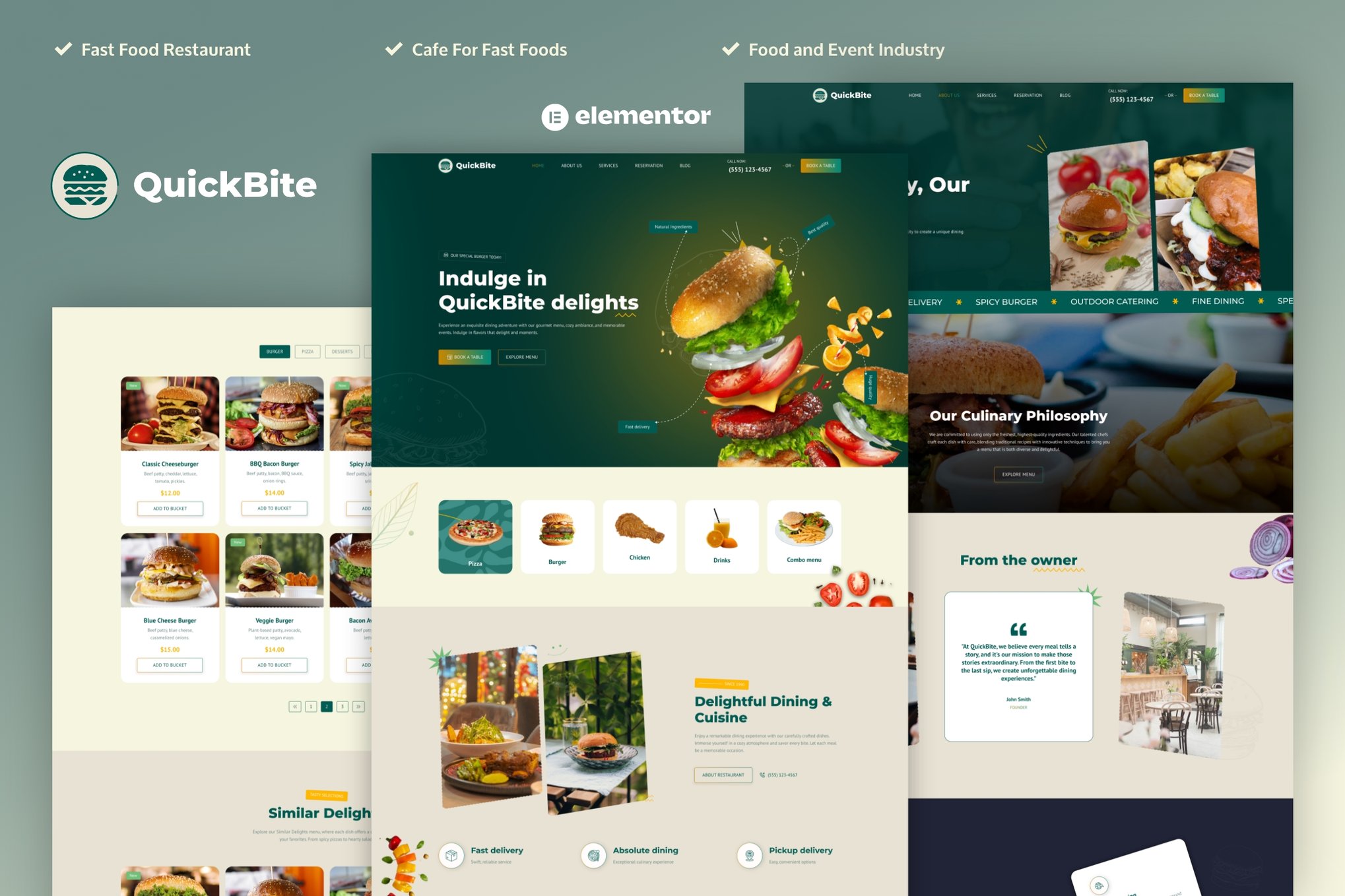 Quick Bite - Restaurant & Cafe Elementor Pro Template Kit template kit cover image