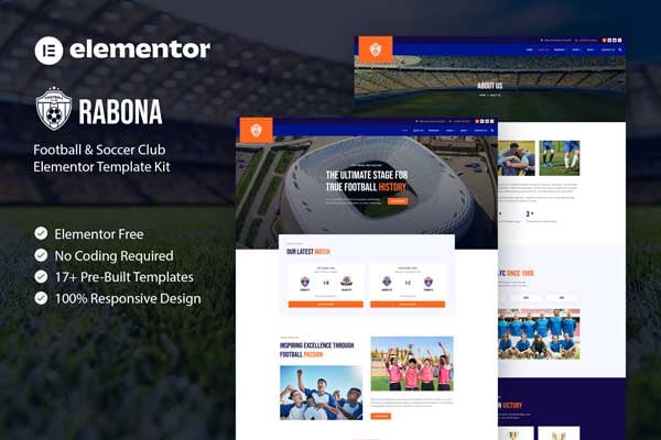 Rabona - Football & Soccer Club Elementor Template Kit template kit cover image