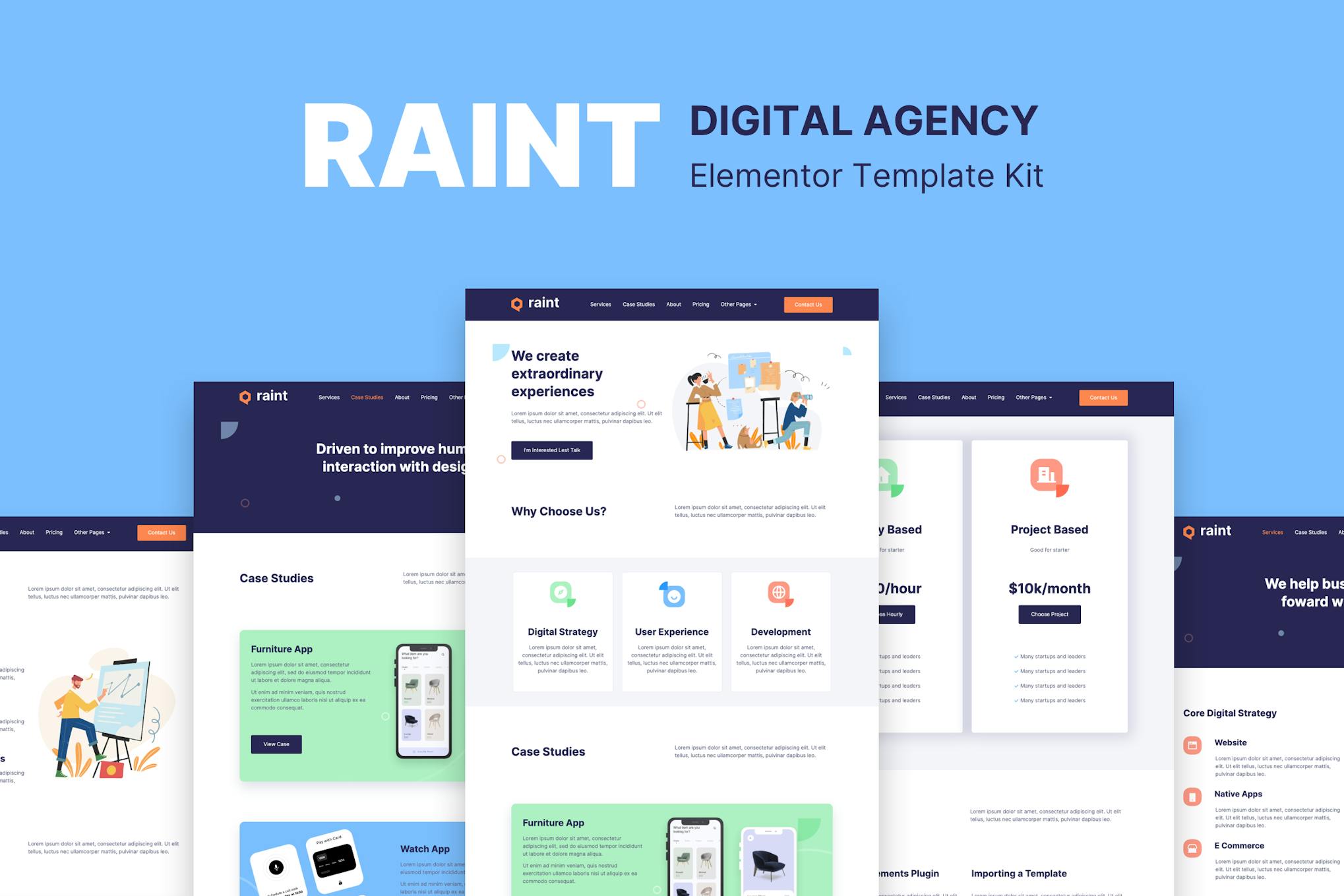 Raint - Digital Agency Elementor Template Kit template kit cover image
