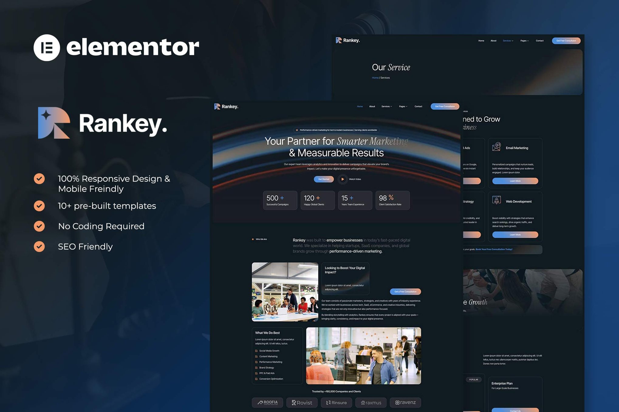 Rankey - Digital Marketing Agency Elementor Template Kit template kit cover image